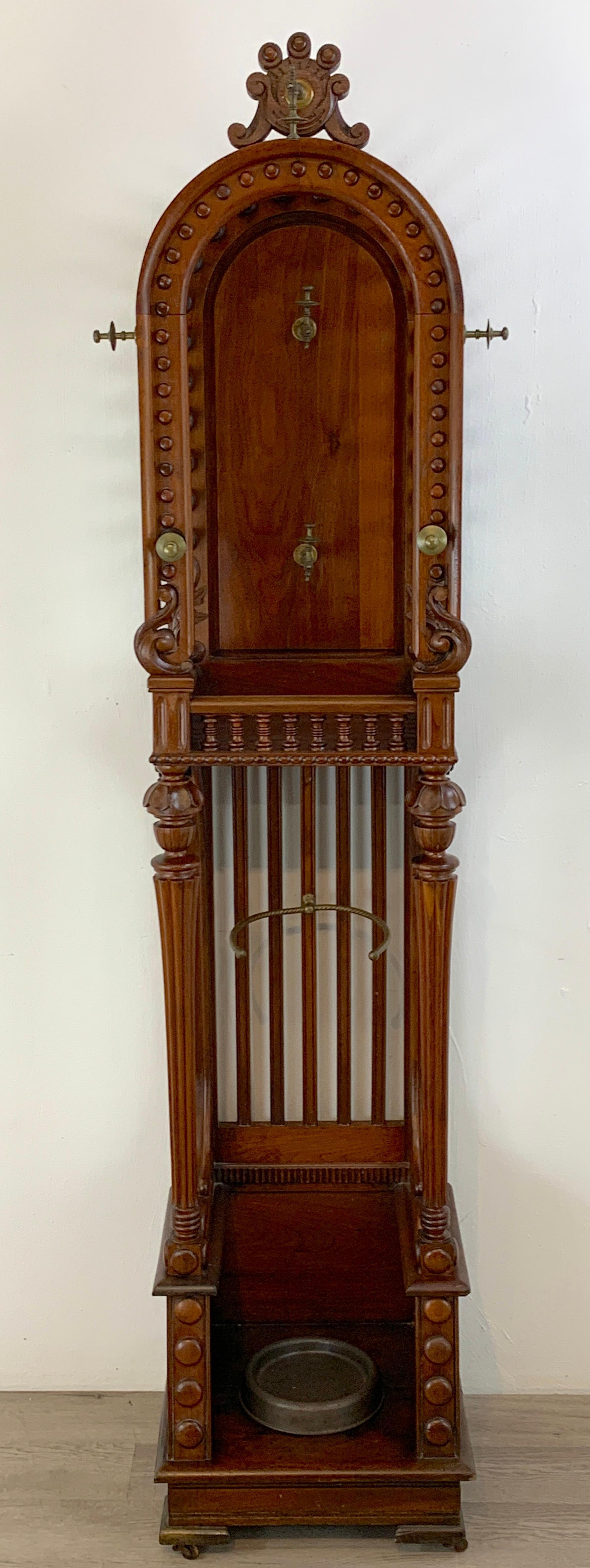 High Victorian Stick and Ball Variation Hall Rack, Attributed to Hunzinger For Sale 4