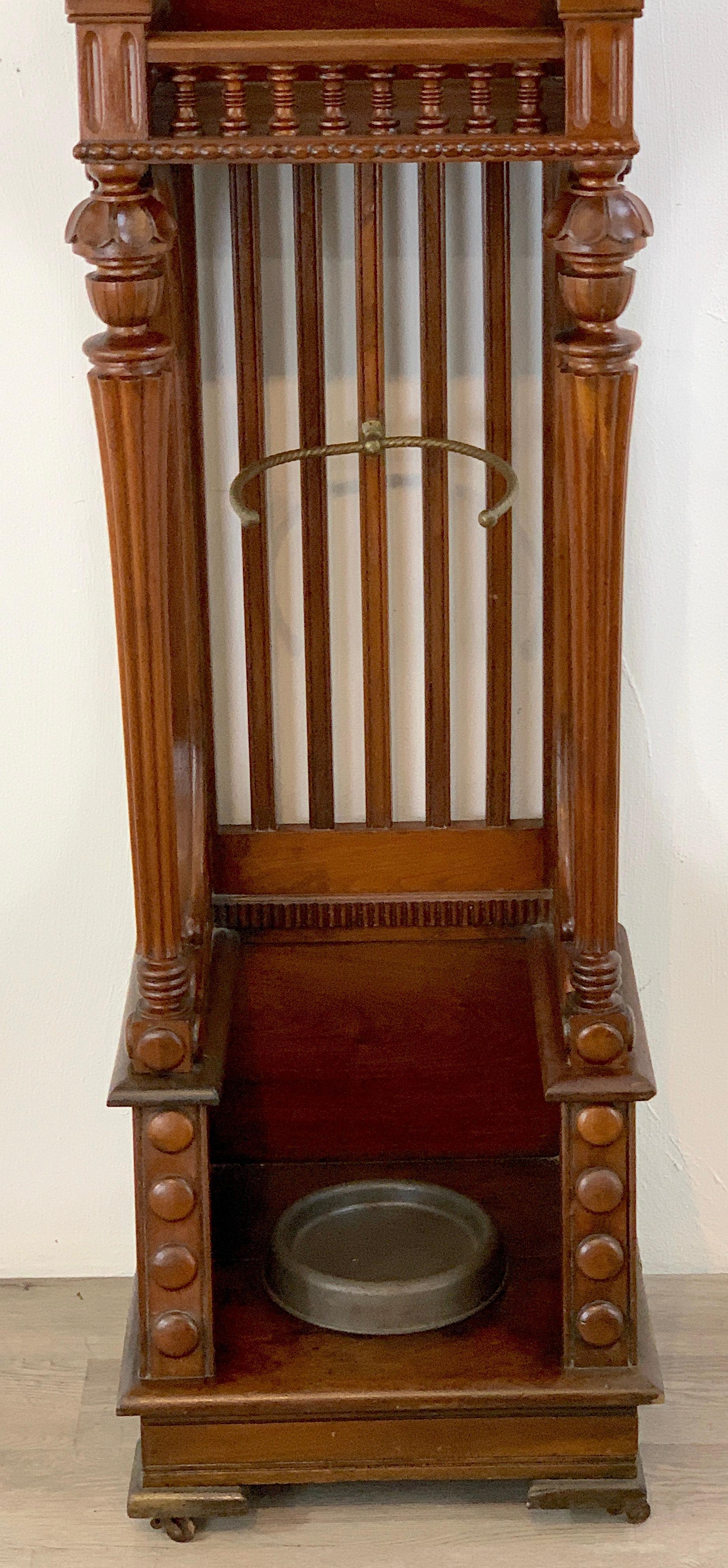 High Victorian Stick and Ball Variation Hall Rack, Attributed to Hunzinger For Sale 6