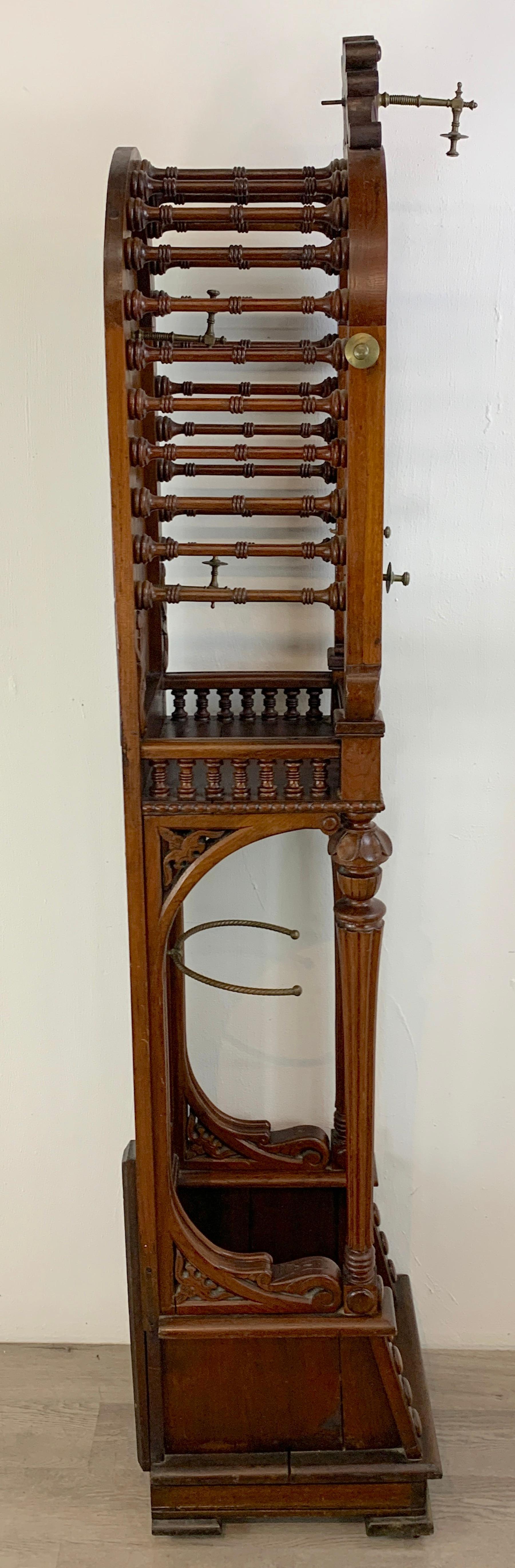 19th Century High Victorian Stick and Ball Variation Hall Rack, Attributed to Hunzinger For Sale