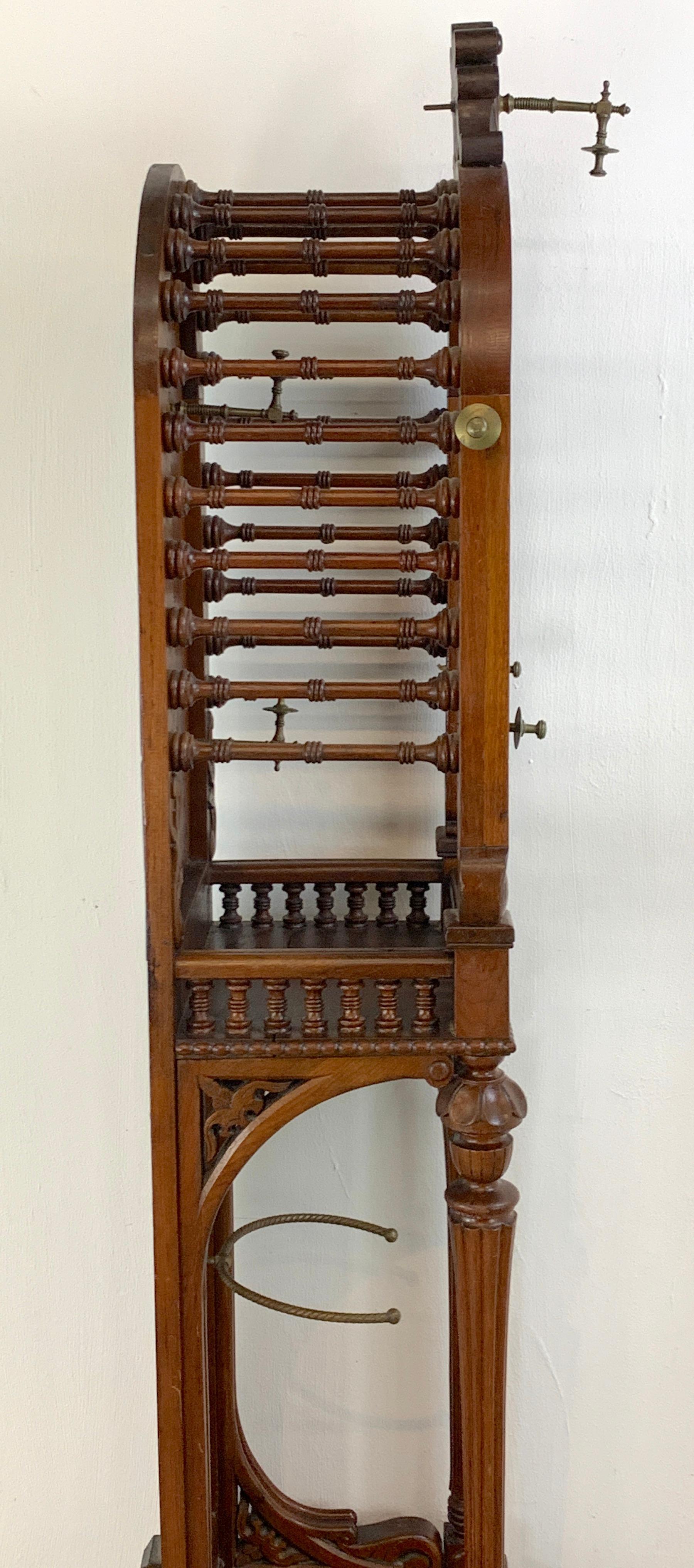 Brass High Victorian Stick and Ball Variation Hall Rack, Attributed to Hunzinger For Sale