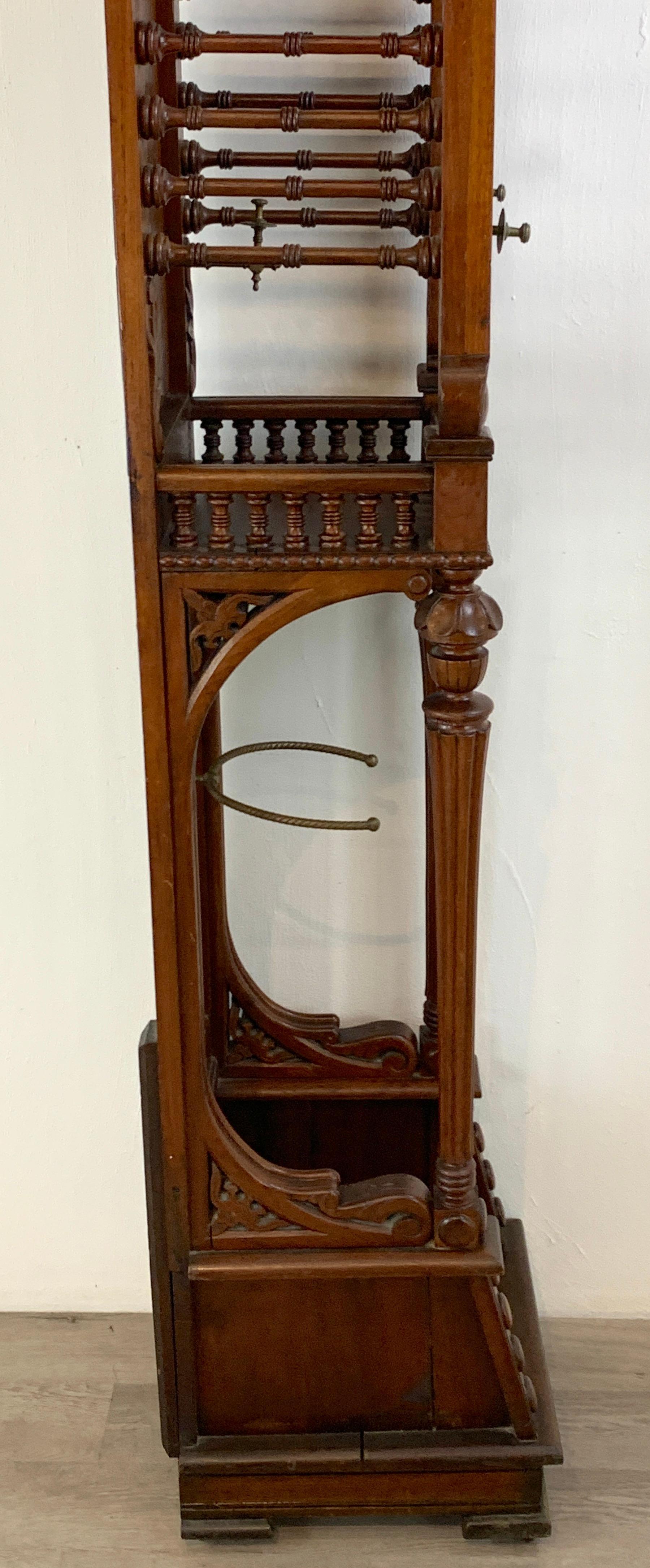 High Victorian Stick and Ball Variation Hall Rack, Attributed to Hunzinger For Sale 1