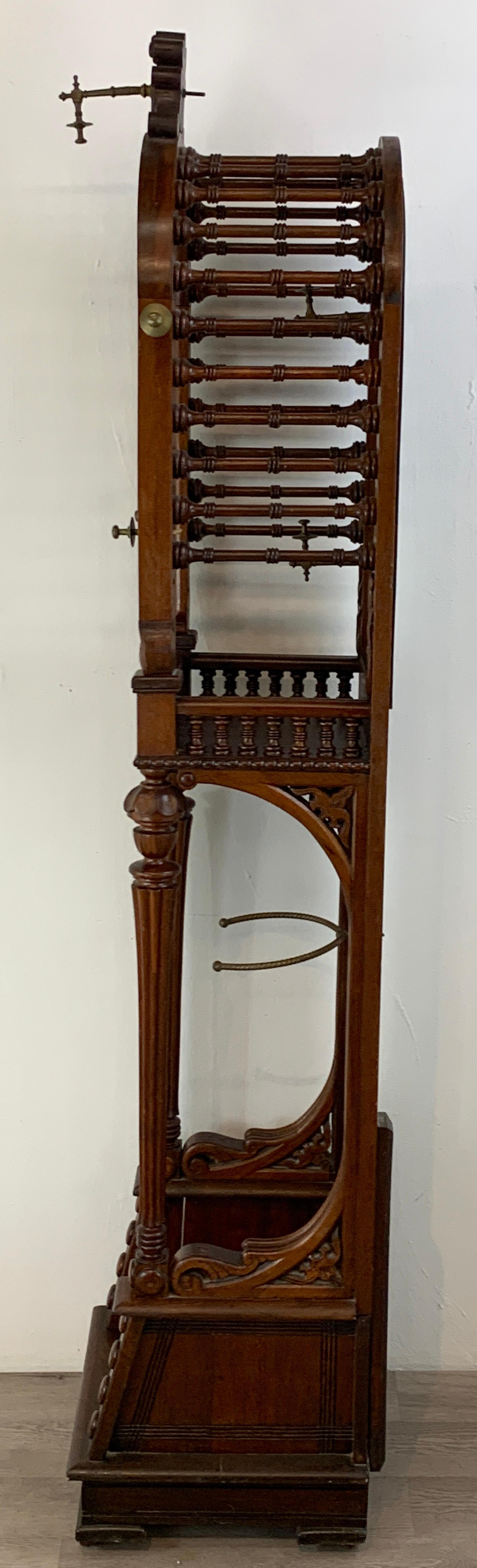 High Victorian Stick and Ball Variation Hall Rack, Attributed to Hunzinger For Sale 3