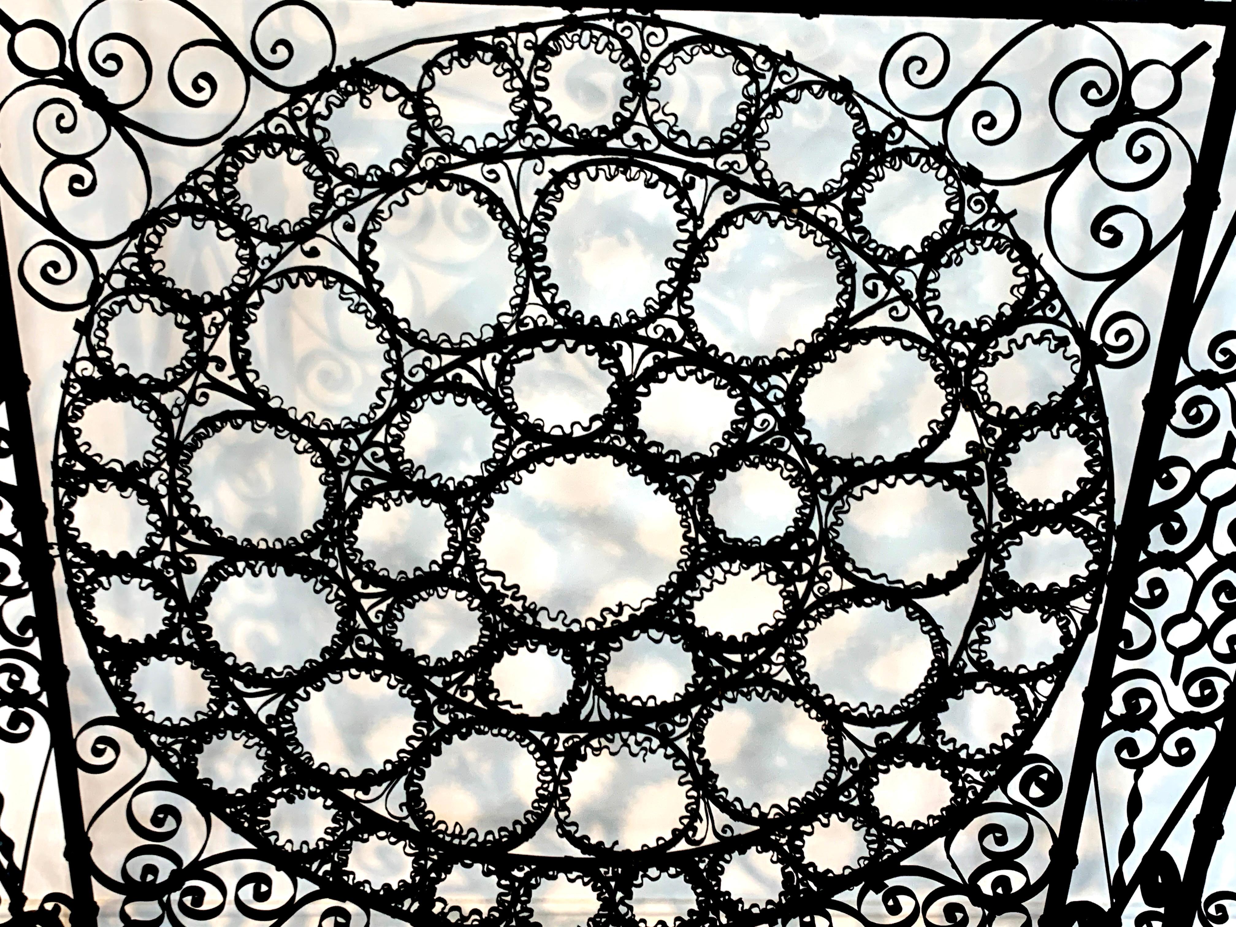 High Victorian Wrought Iron Wire Work Medallion Fires Screen For Sale 6