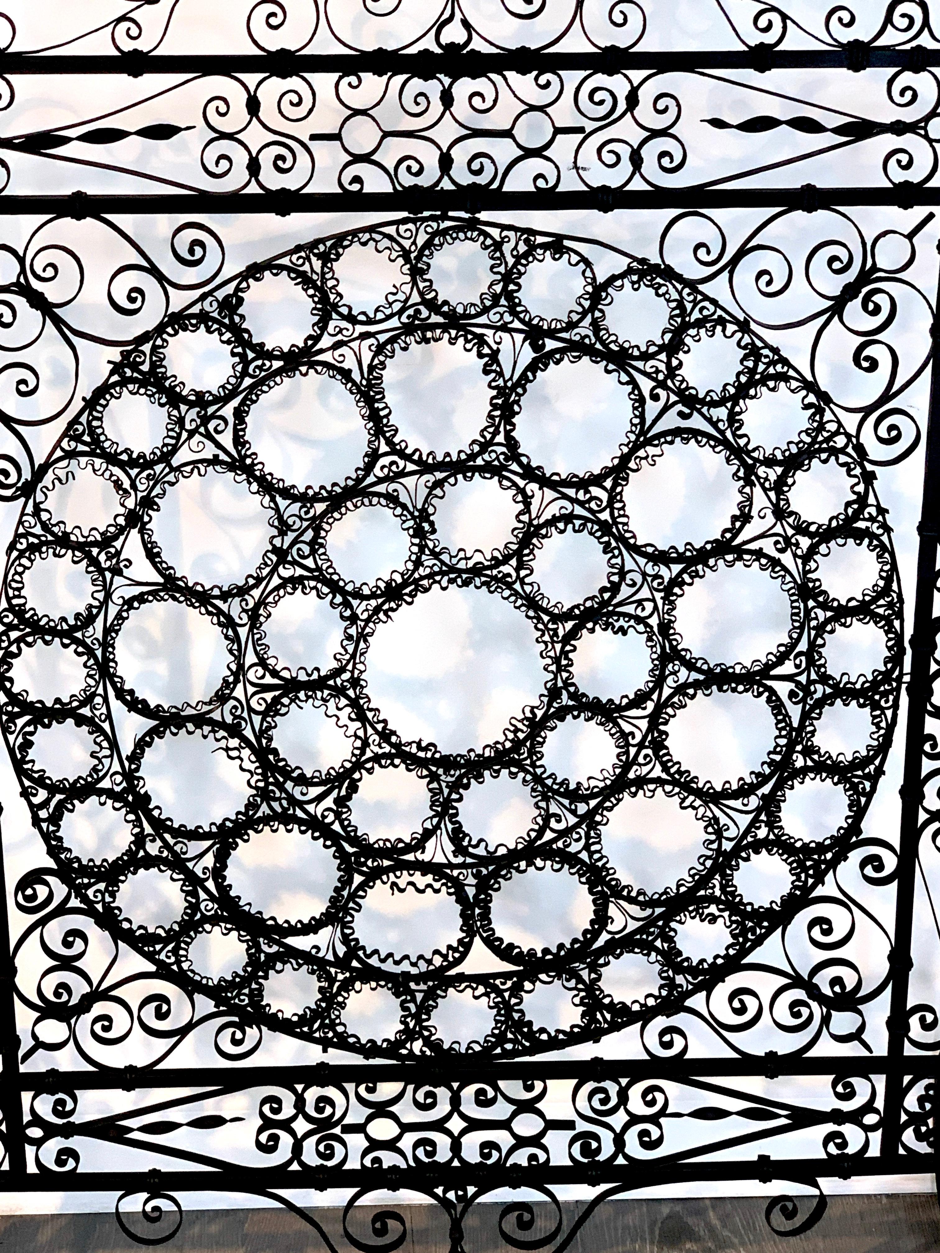 High Victorian Wrought Iron Wire Work Medallion Fires Screen For Sale 1