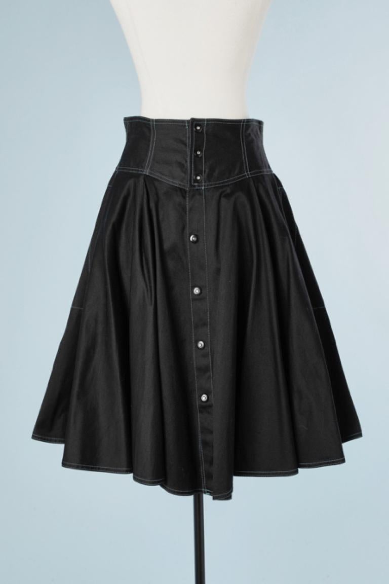 High waisted black cotton circle skirt with snap Thierry Mugler Jeans