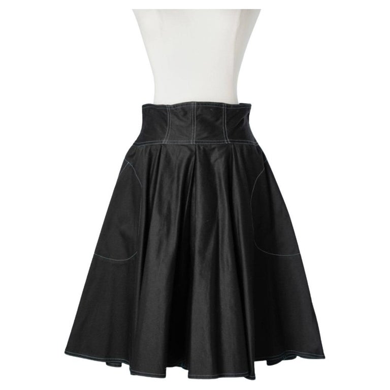 High waisted black cotton circle skirt with snap Thierry Mugler Jeans