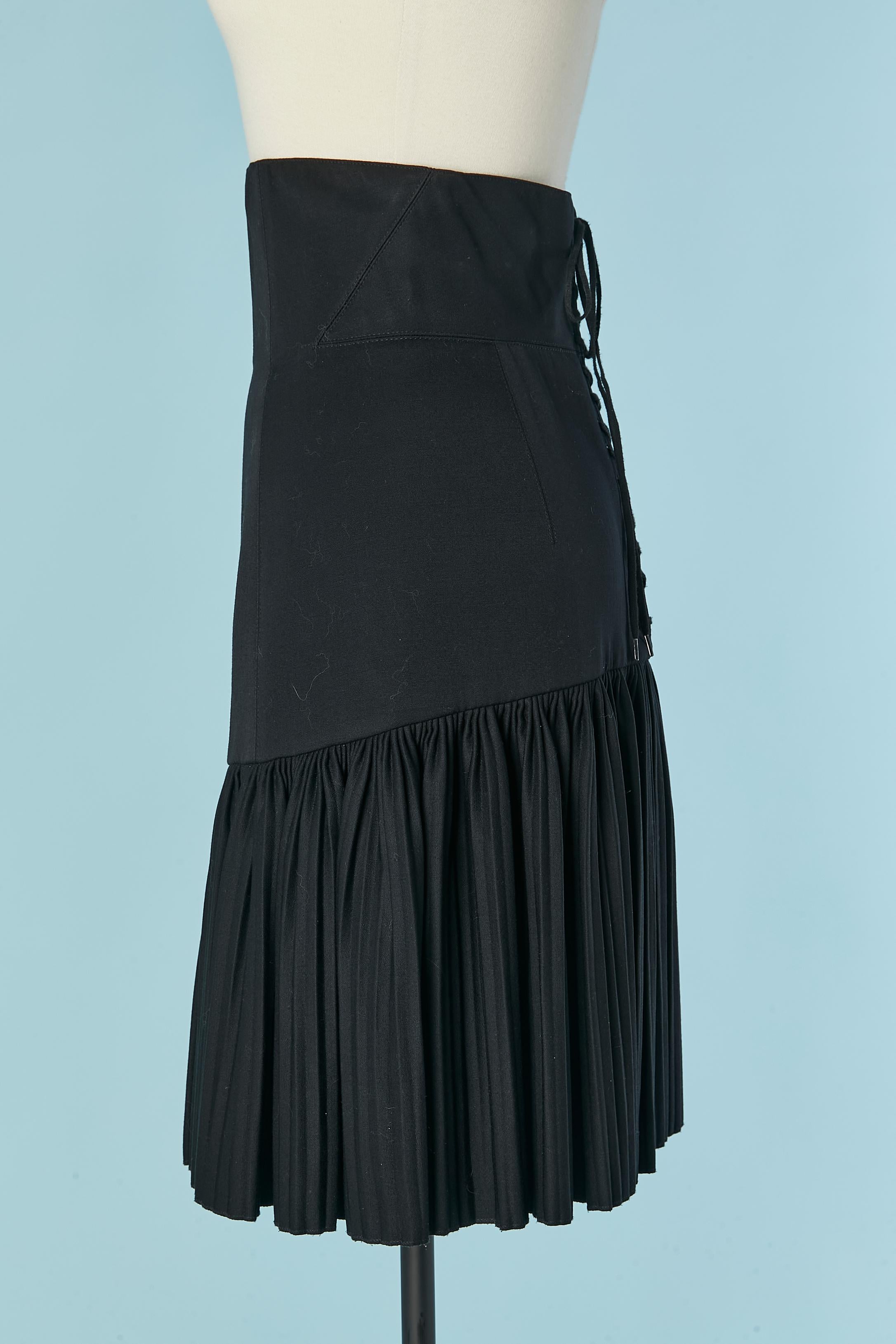 Black High waisted black skirt with laces on the back ALAIA For Sale