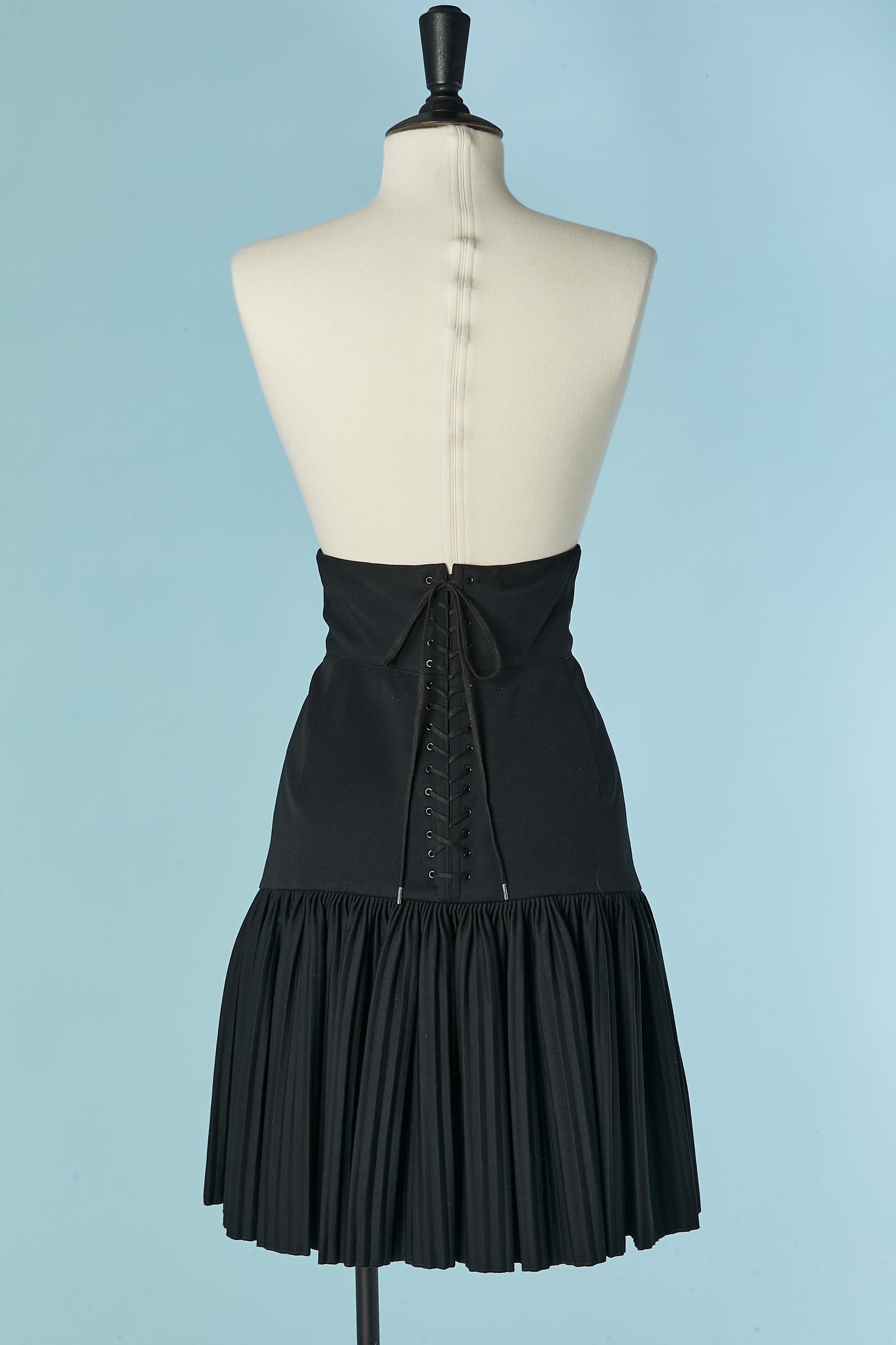 High waisted black skirt with laces on the back ALAIA In Excellent Condition For Sale In Saint-Ouen-Sur-Seine, FR
