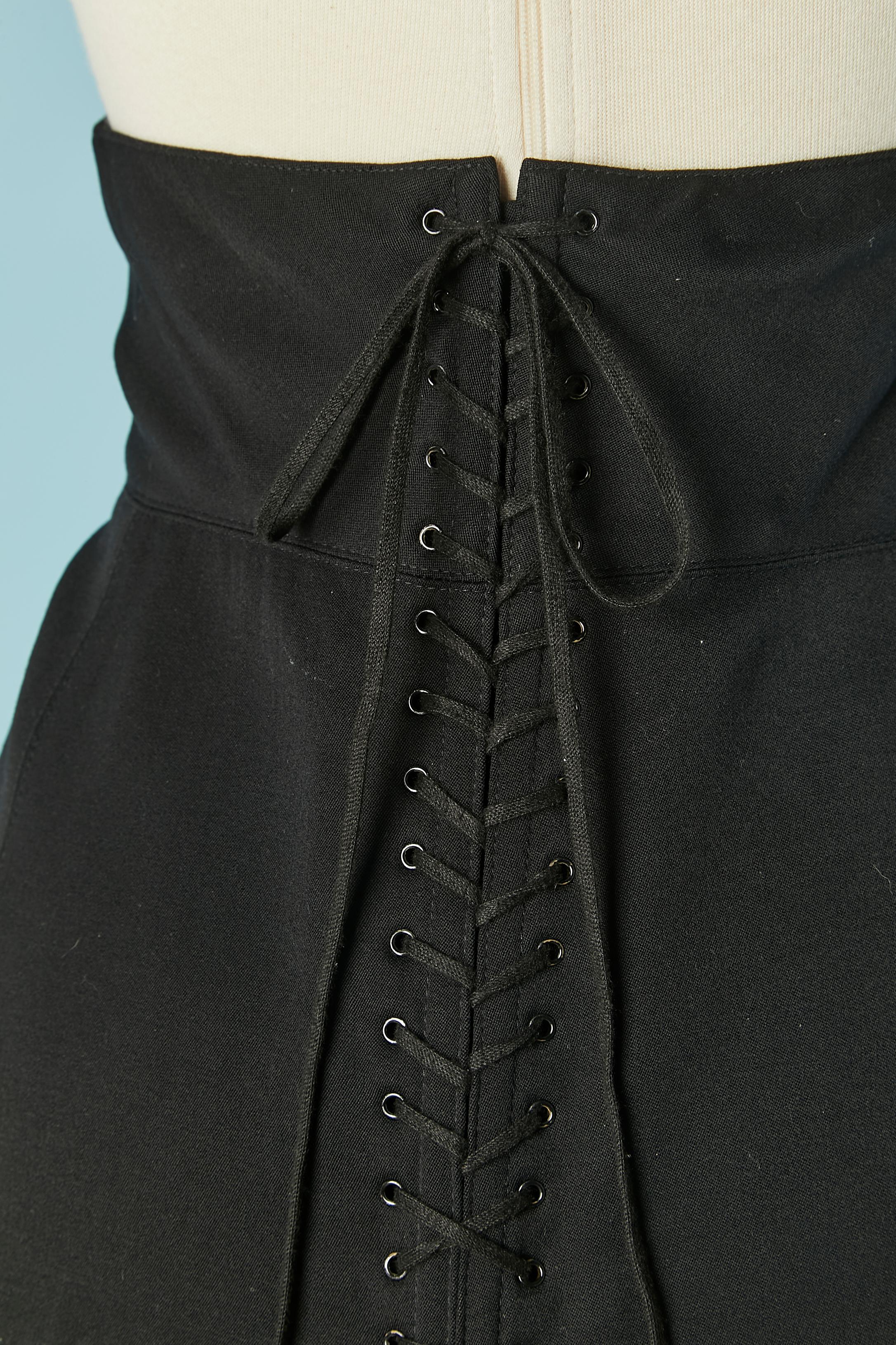 Women's High waisted black skirt with laces on the back ALAIA For Sale