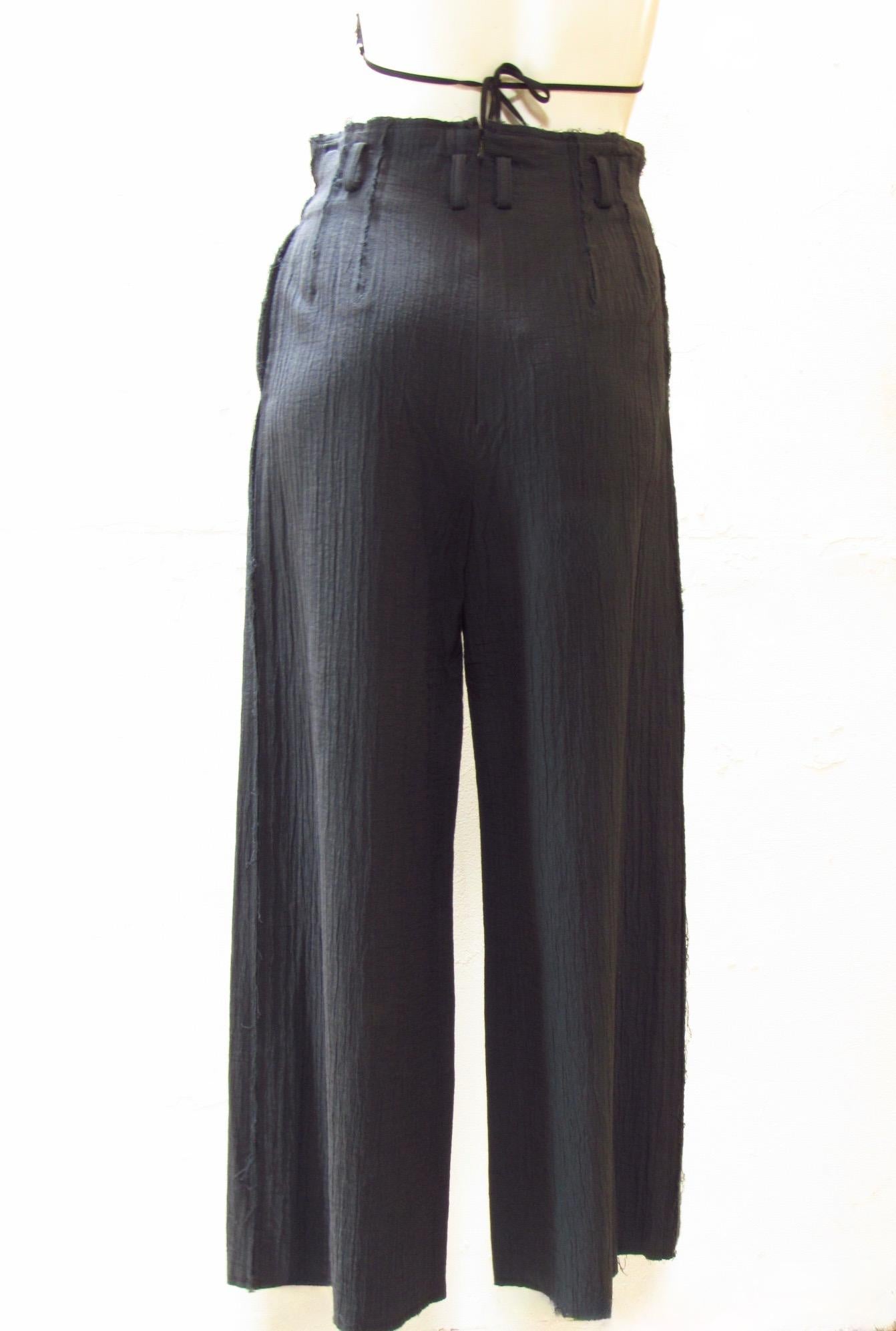 Black  High-Waisted Matsuda cotton petrol Pant For Sale