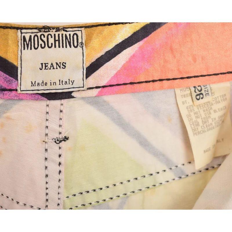 High waisted Vintage Moschino 1990's Harlequin Print Colourful Pattern Trousers In Good Condition For Sale In Sheffield, GB