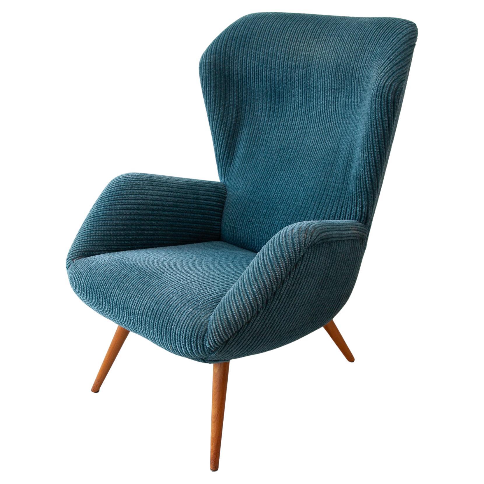 High Wingback Lounge Chair, Germany designed by Ernst Jahn, 1950s For Sale