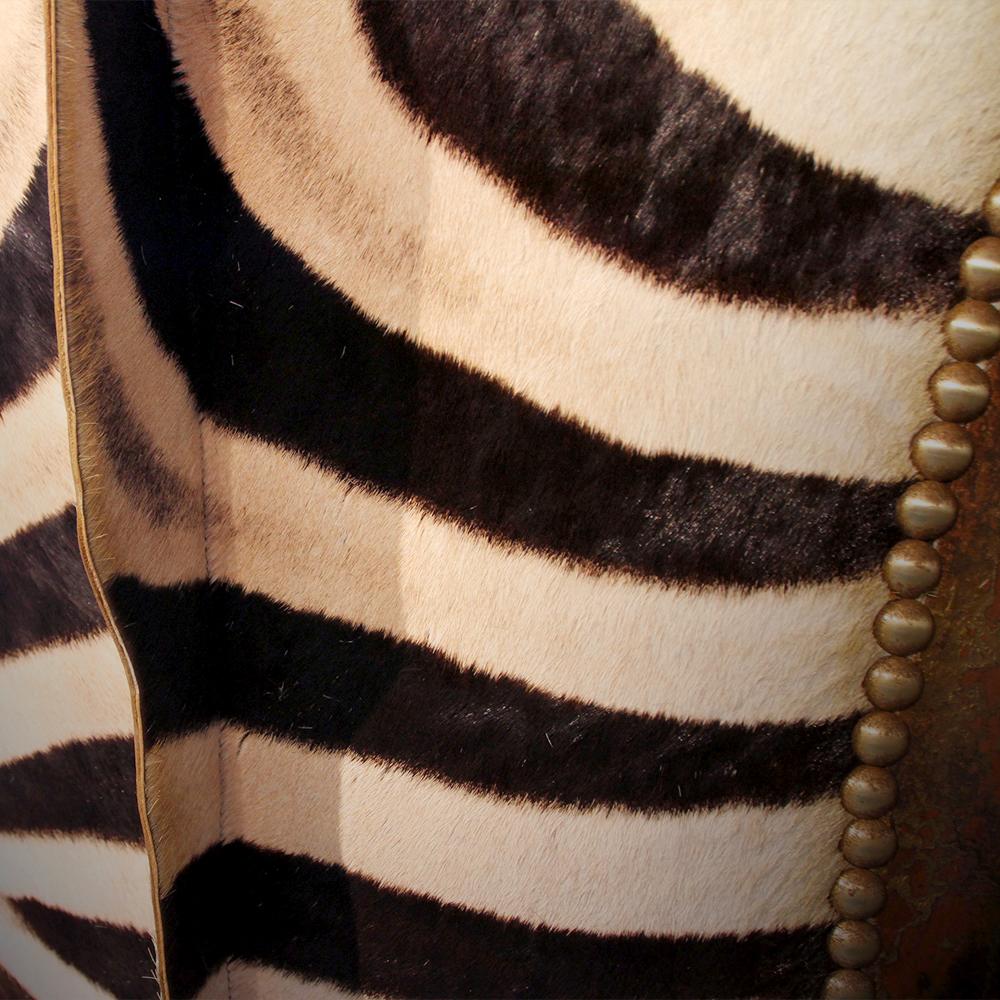 Contemporary High Zebra Throne with Two Natural Zebra Skins