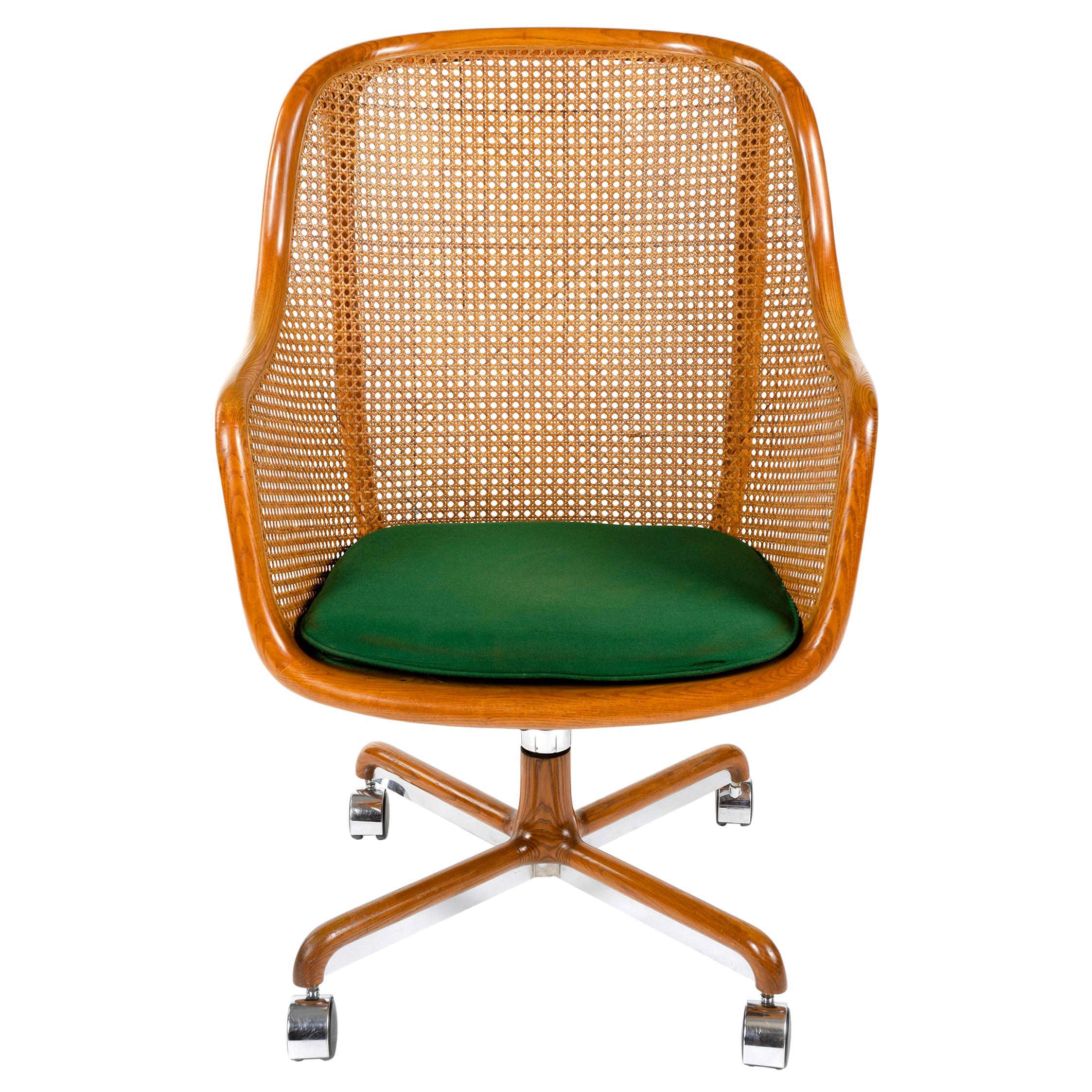 Highback Caned Swivel Desk Chair by Ward Bennett