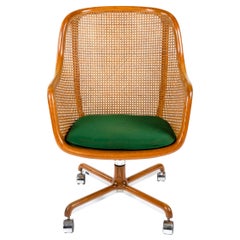 Vintage Highback Caned Swivel Desk Chair by Ward Bennett