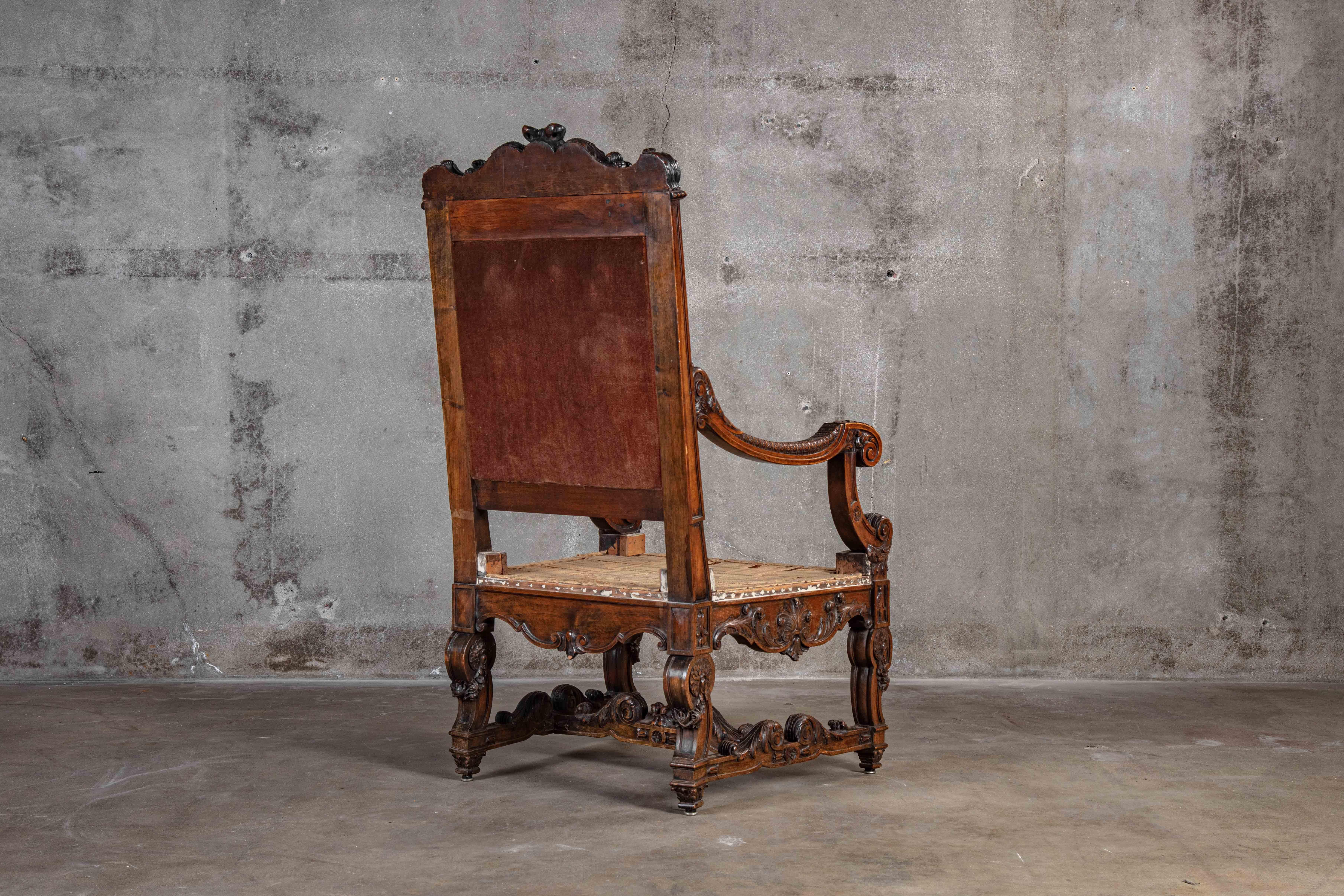 19th Century High Back Chair with Caryatid Head For Sale