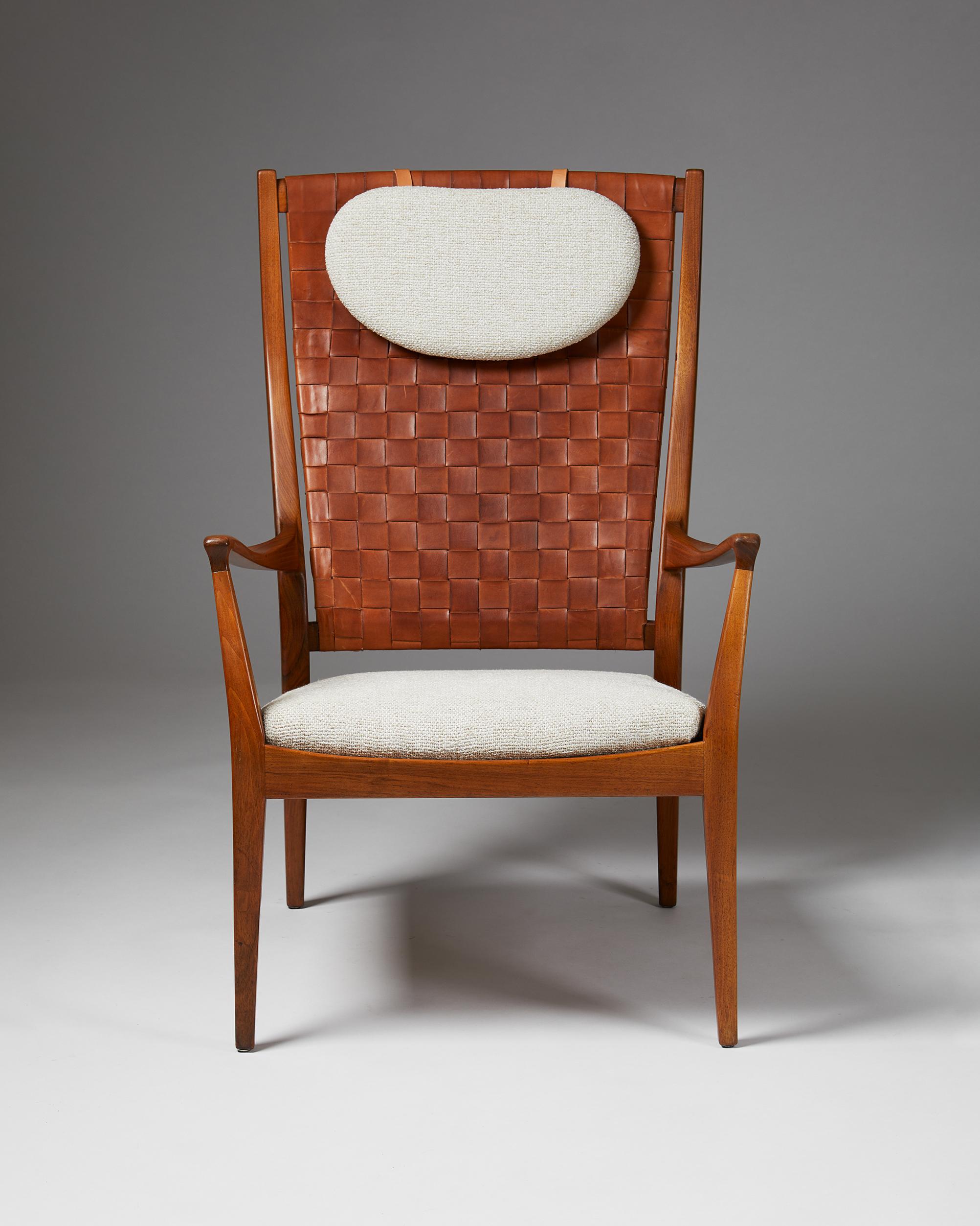 Highback Easy Chair Designed by Erik Kolling Andersen for Peder Pedersen In Good Condition In Stockholm, SE