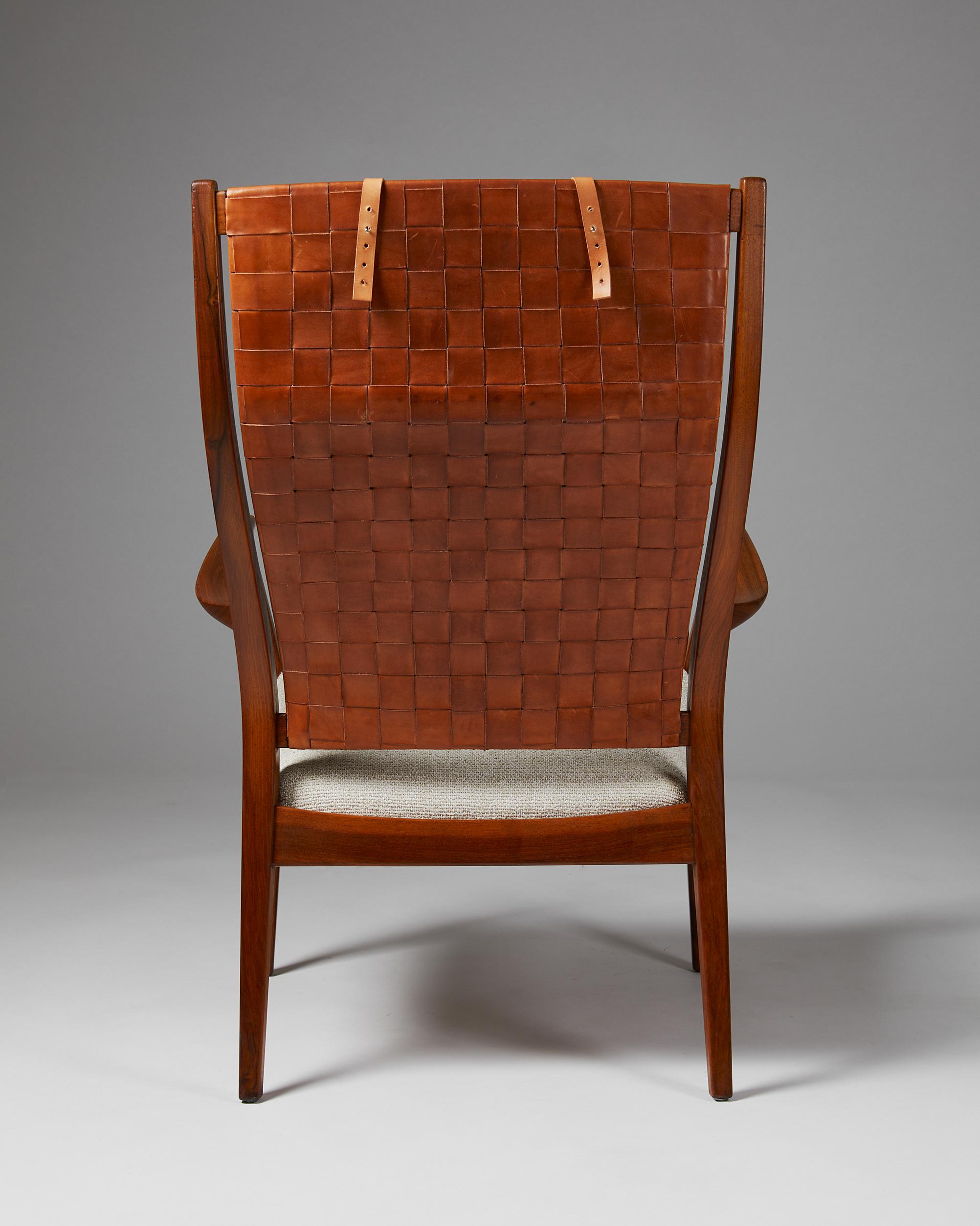 Leather Highback Easy Chair Designed by Erik Kolling Andersen for Peder Pedersen