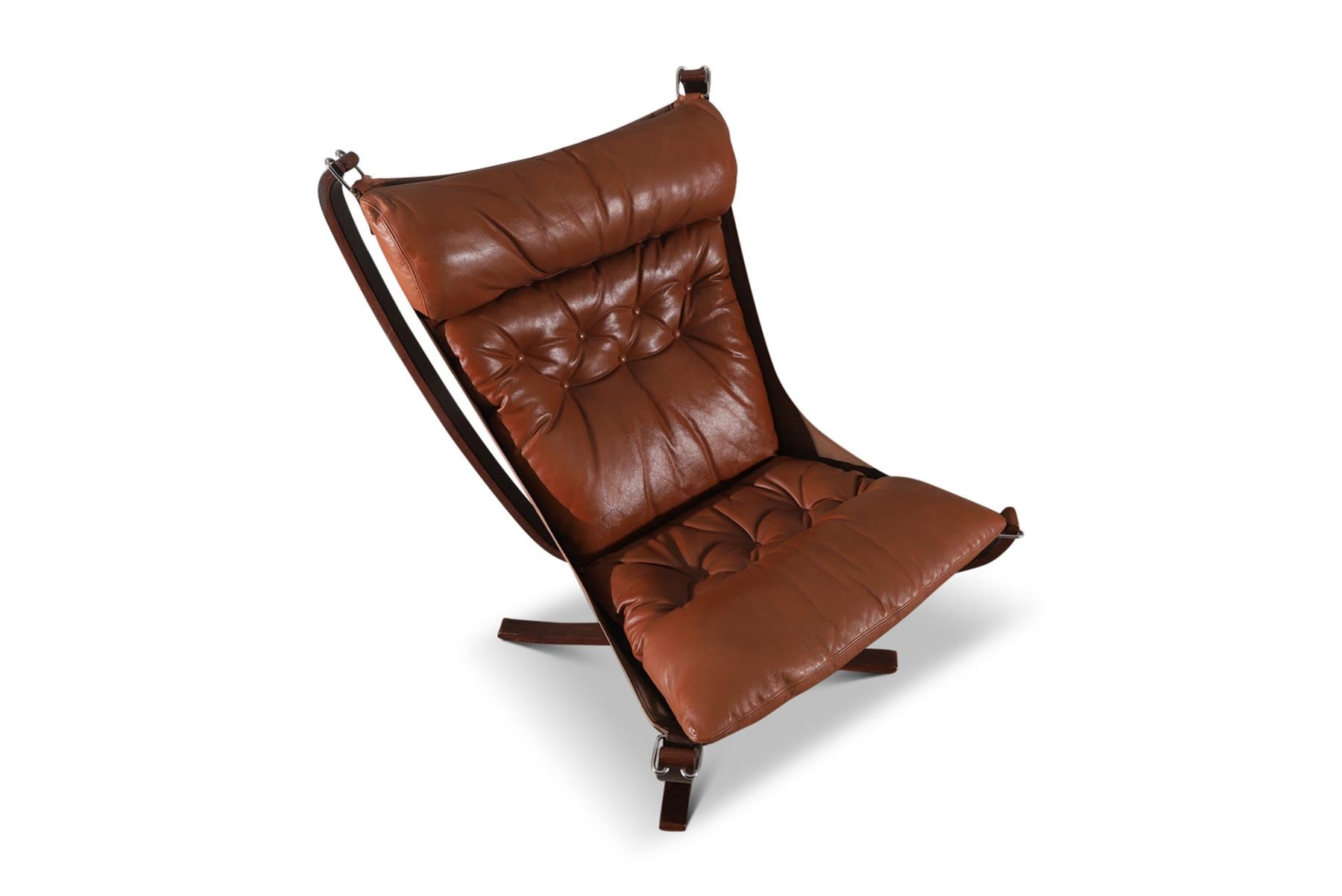 Norwegian Highback Falcon Chair in Cognac Leather