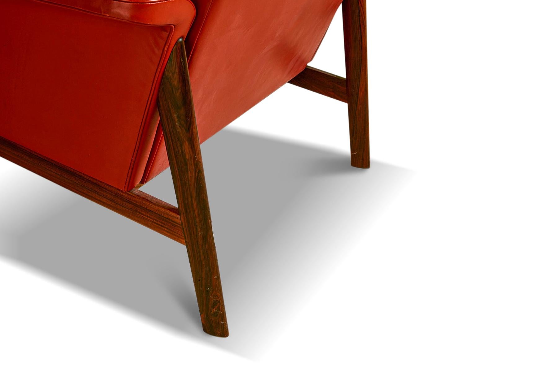 Mid-Century Modern Highback Jupiter Lounge Chair in Rosewood by Finn Juhl For Sale