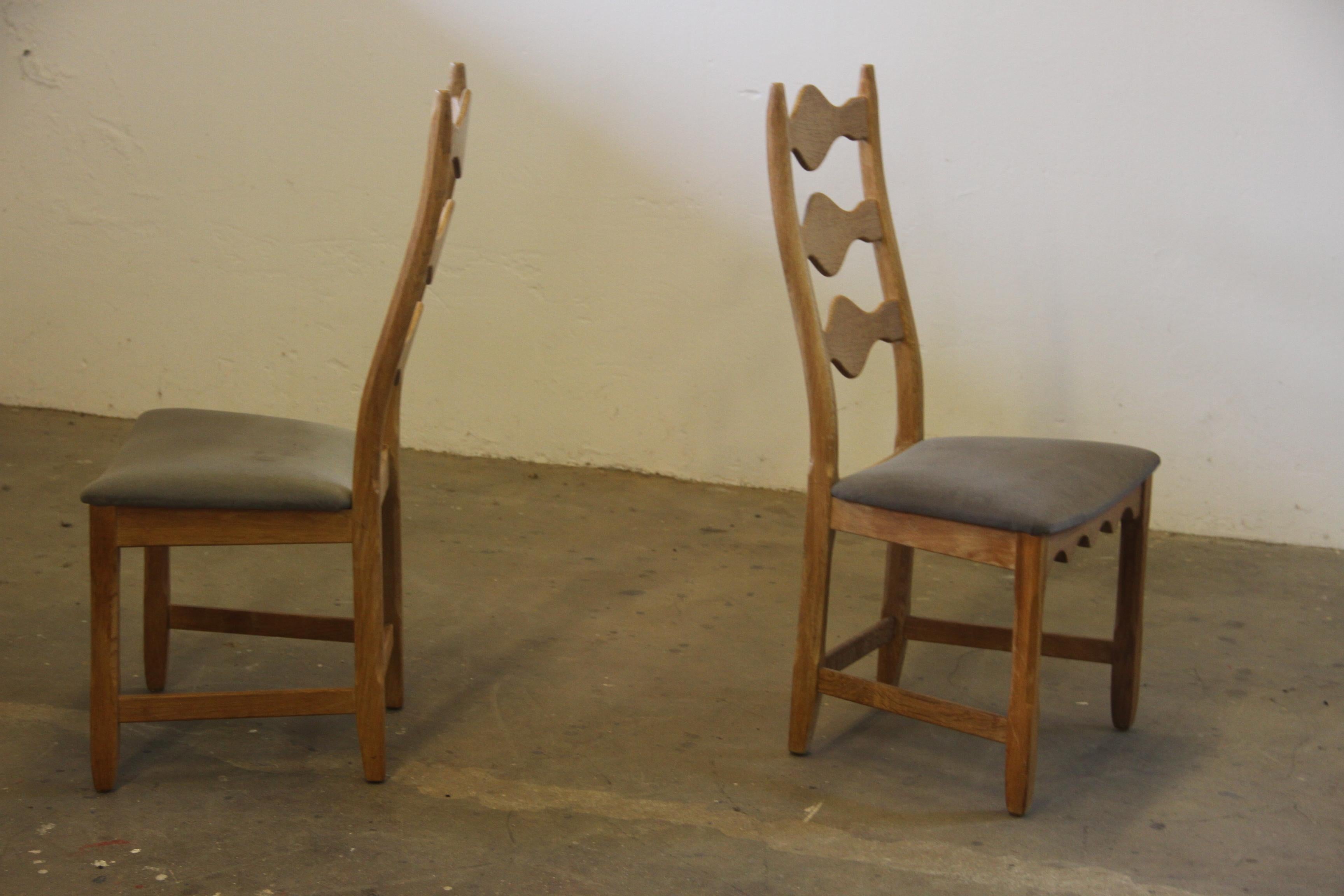 Sillas Highback / Ladderback de roble estilo de Henning Kjærnulf, años 60, set de 4 en venta 6