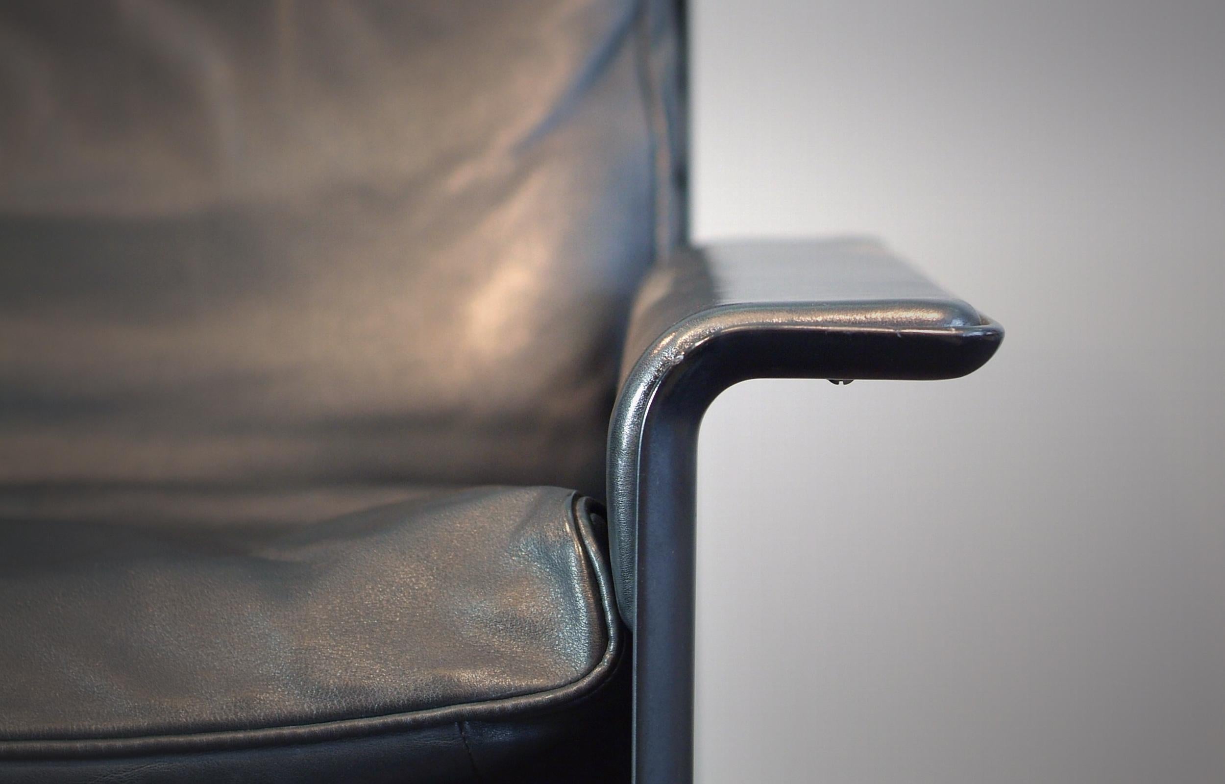 Highback Leather Lounge Chair Mod. 620 by Dieter Rams for Vitsoe Black Leather In Good Condition In Berlin, DE