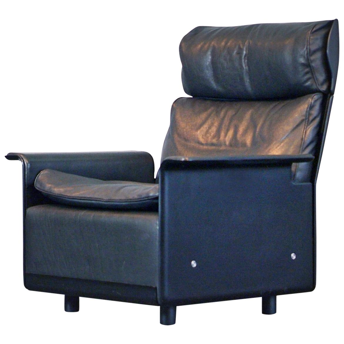Highback Leather Lounge Chair Mod. 620 by Dieter Rams for Vitsoe Black Leather