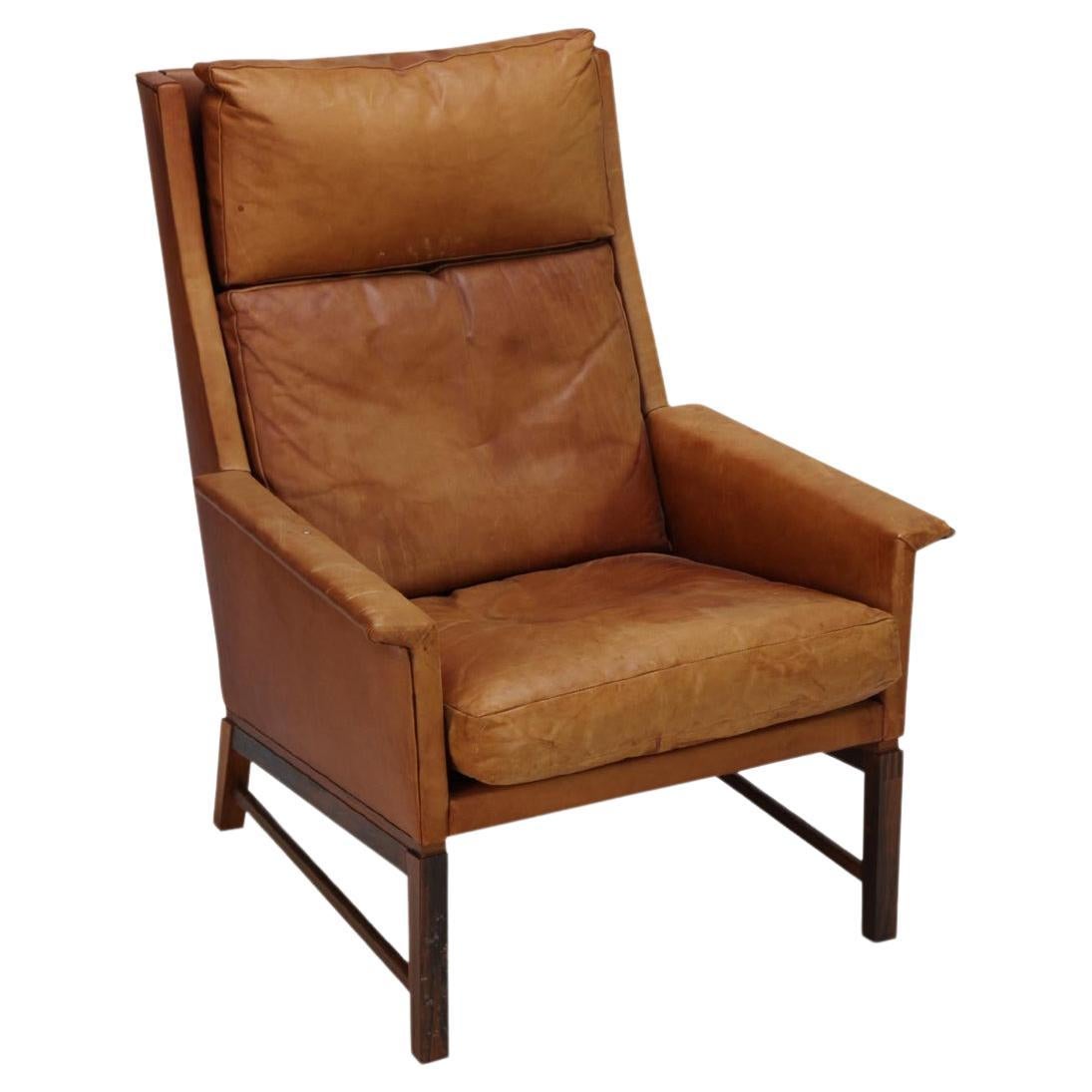 Highback Lounge Chair in Cognac Leather by Søborg Møbler