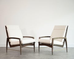 Highback-Liegestühle von Dan Johnson aus Samt, um 1950er Jahre