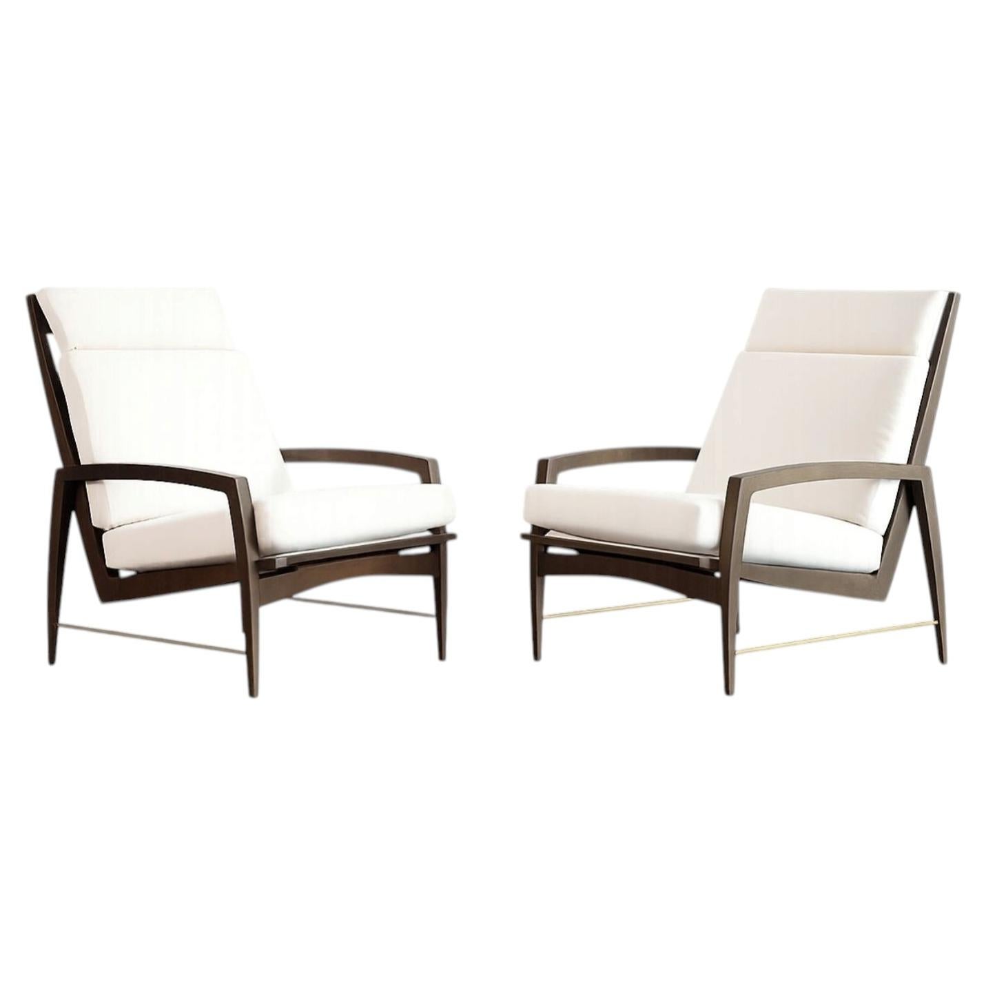 Fauteuils « Highback Lounge » de Dan Johnson, en velours, vers les années 1950