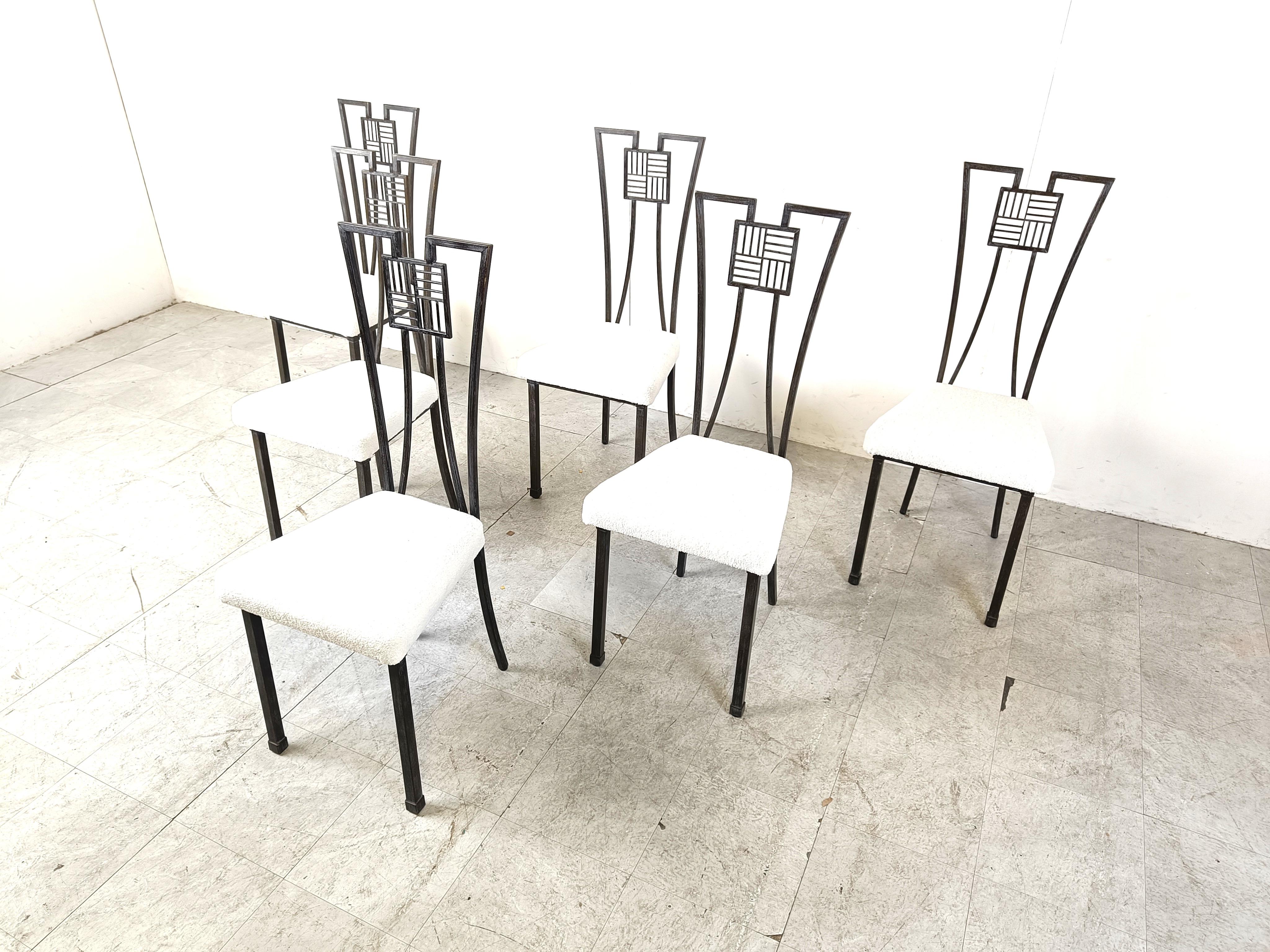 Highback metal dining chairs, 1980s - set of 6 In Good Condition For Sale In HEVERLEE, BE