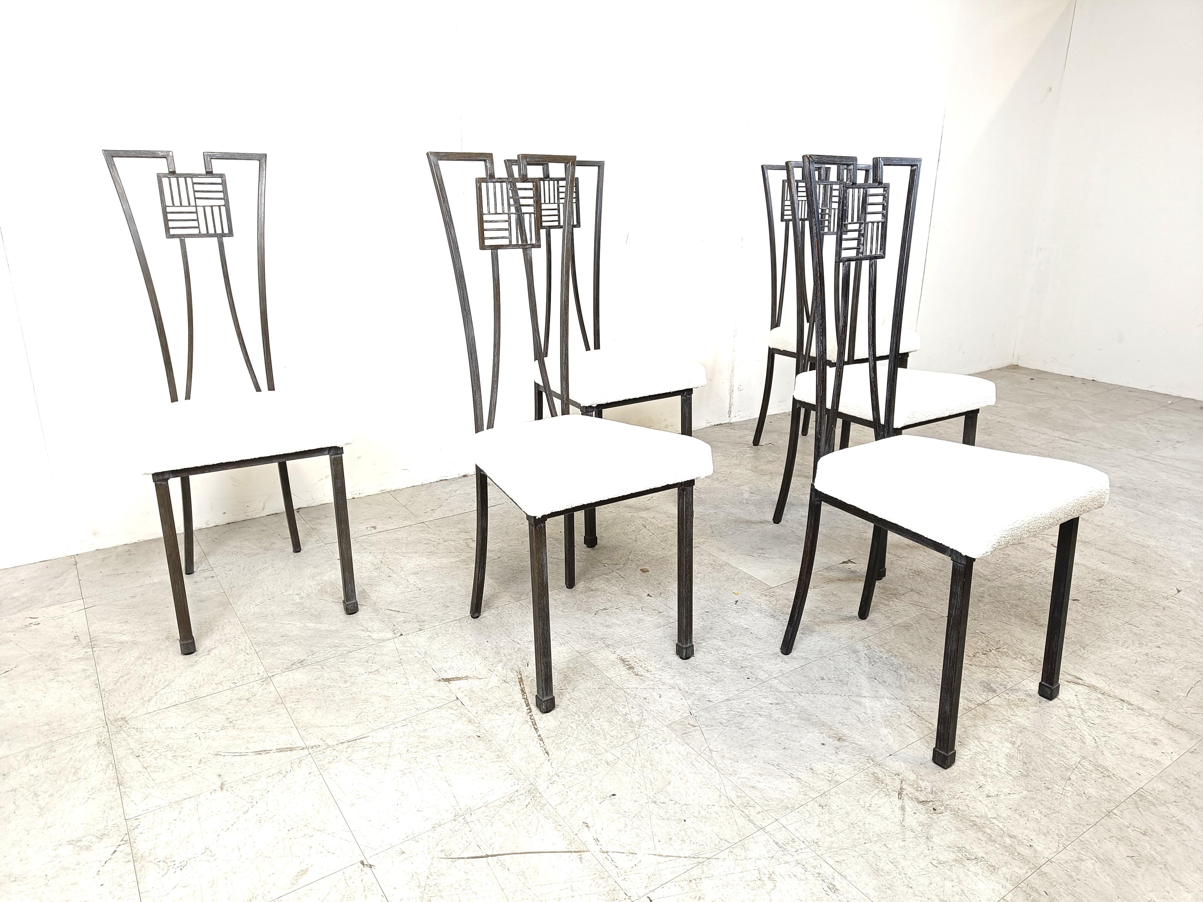Late 20th Century Highback metal dining chairs, 1980s - set of 6 For Sale