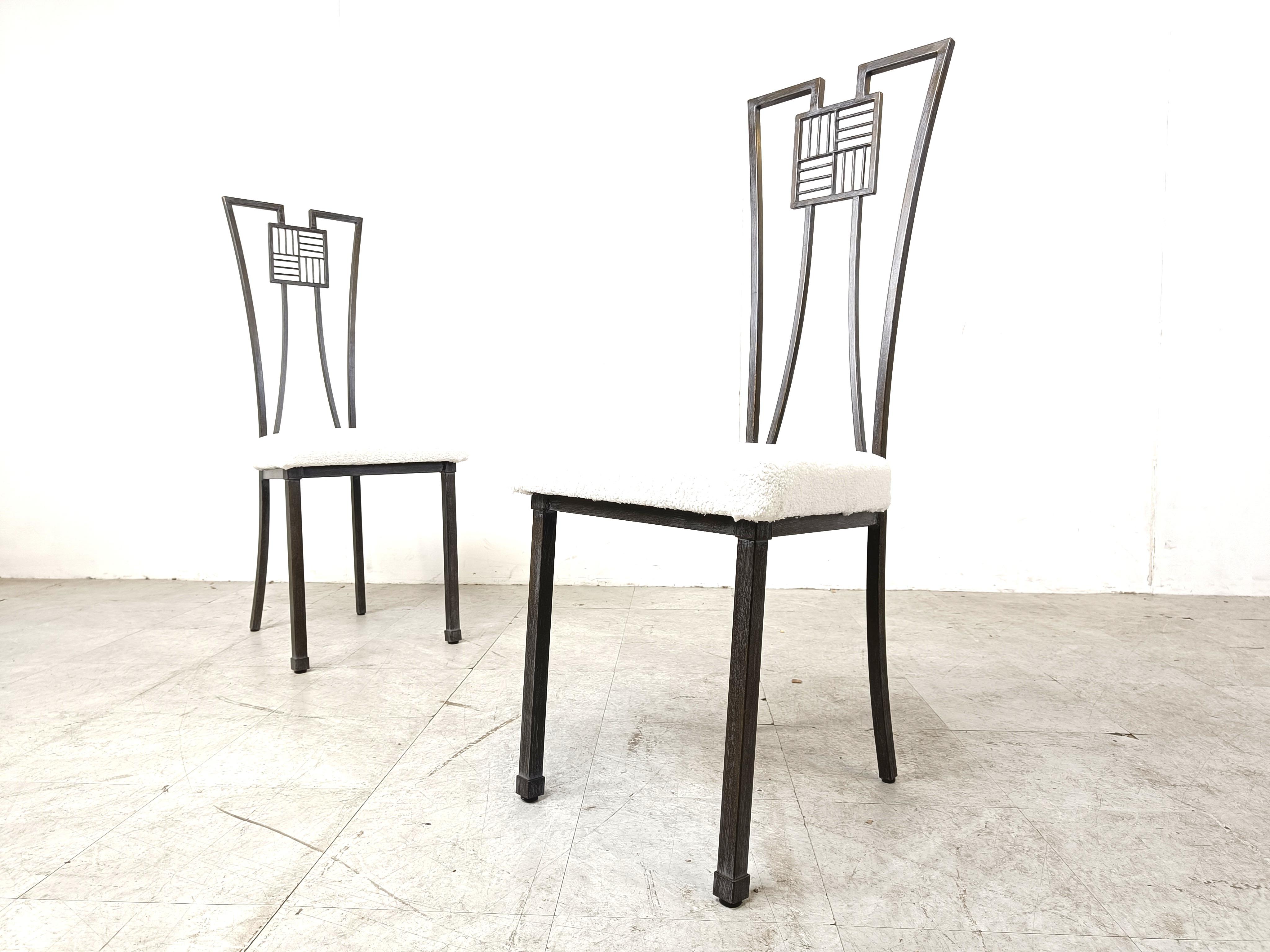 Metal Highback metal dining chairs, 1980s - set of 6 For Sale