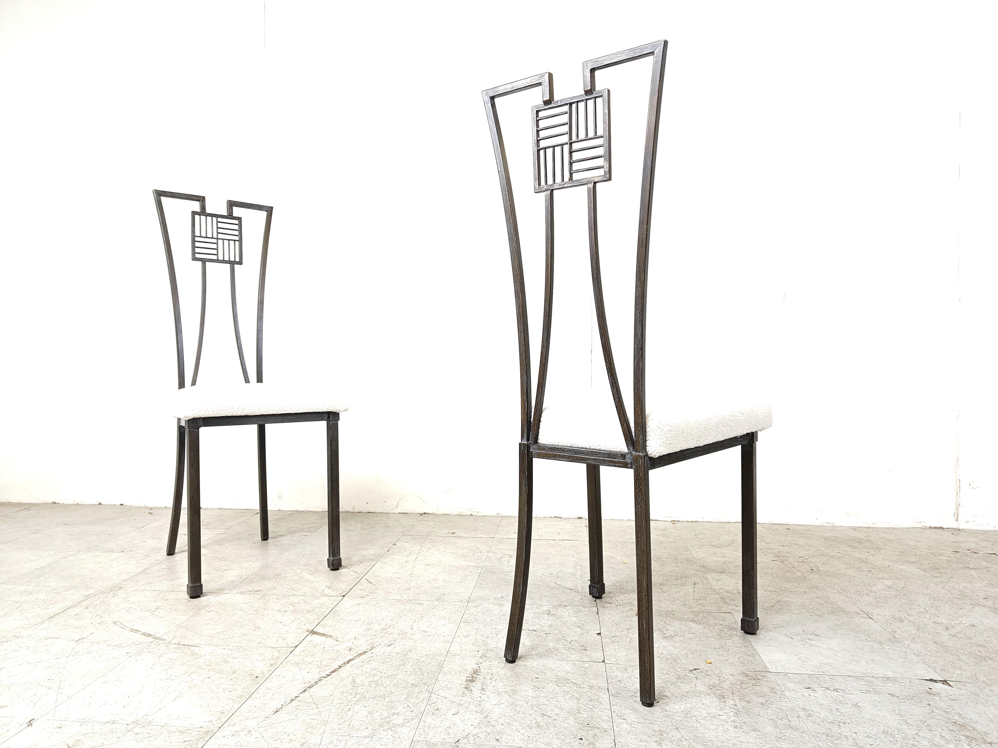 Highback metal dining chairs, 1980s - set of 6 For Sale 1