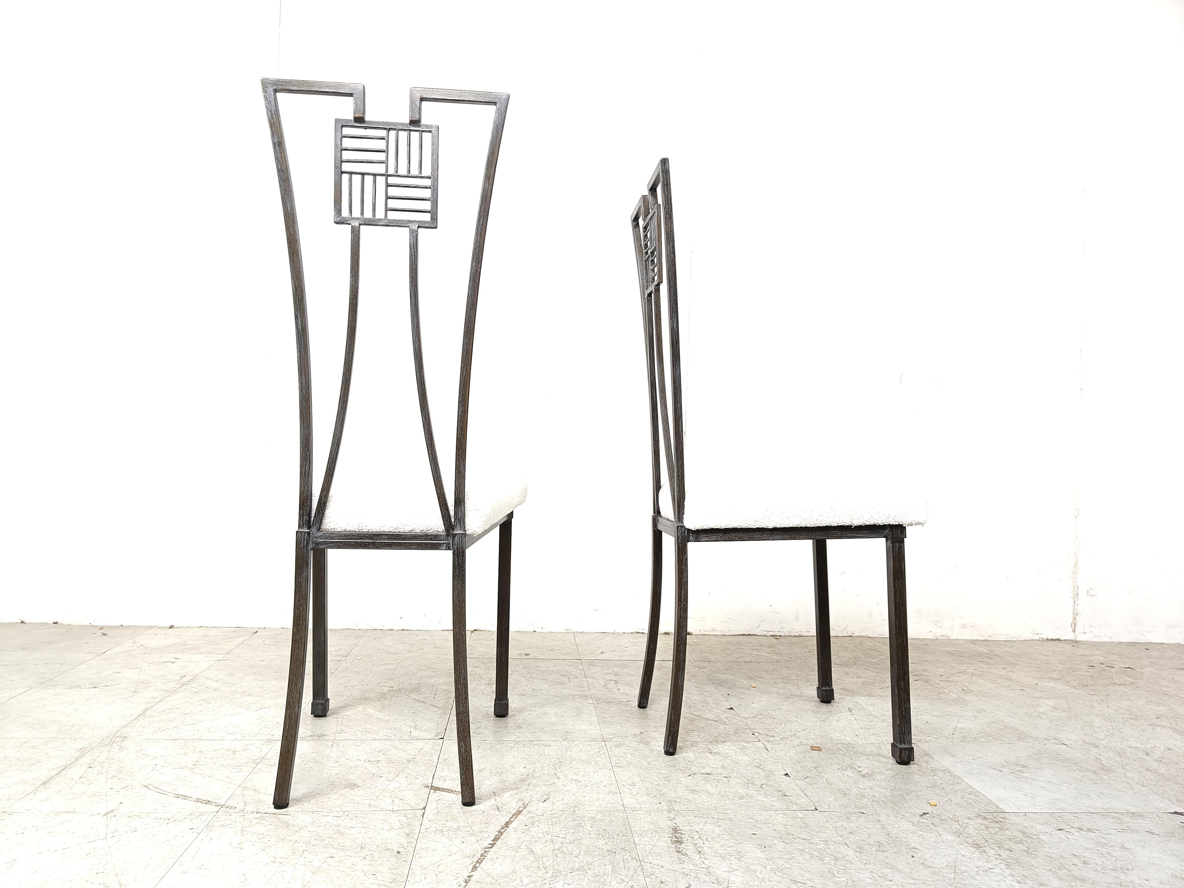 Highback metal dining chairs, 1980s - set of 6 For Sale 2