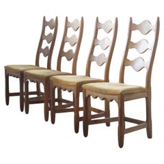 Highback Oak Chairs by Henning Kjærnulf, 1960s