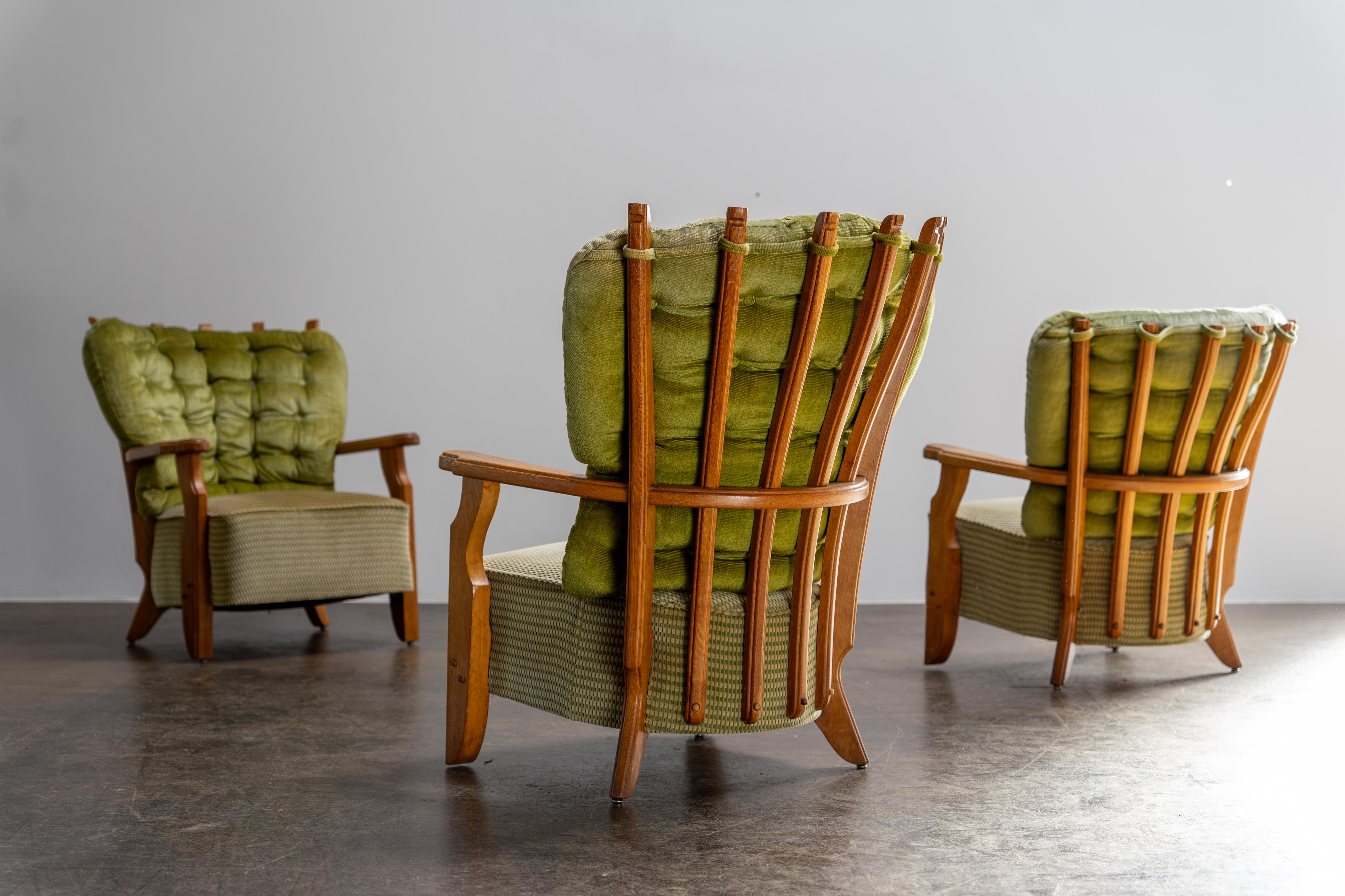 Sedia da salotto Highback Oak - Guillerme & Chambron, Votre Maison, Francia, anni '60 in vendita 5