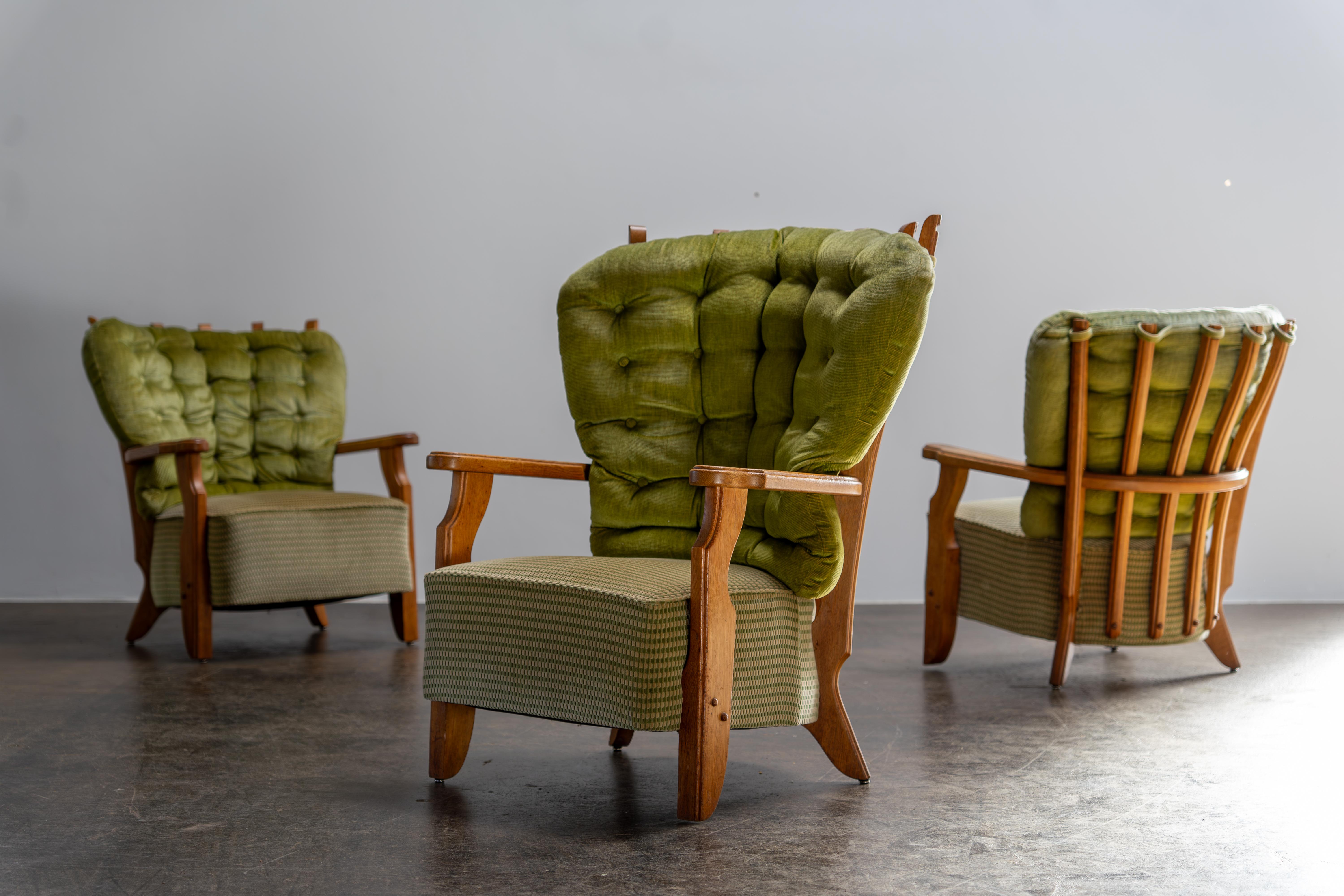 Sedia da salotto Highback Oak - Guillerme & Chambron, Votre Maison, Francia, anni '60 in vendita 6