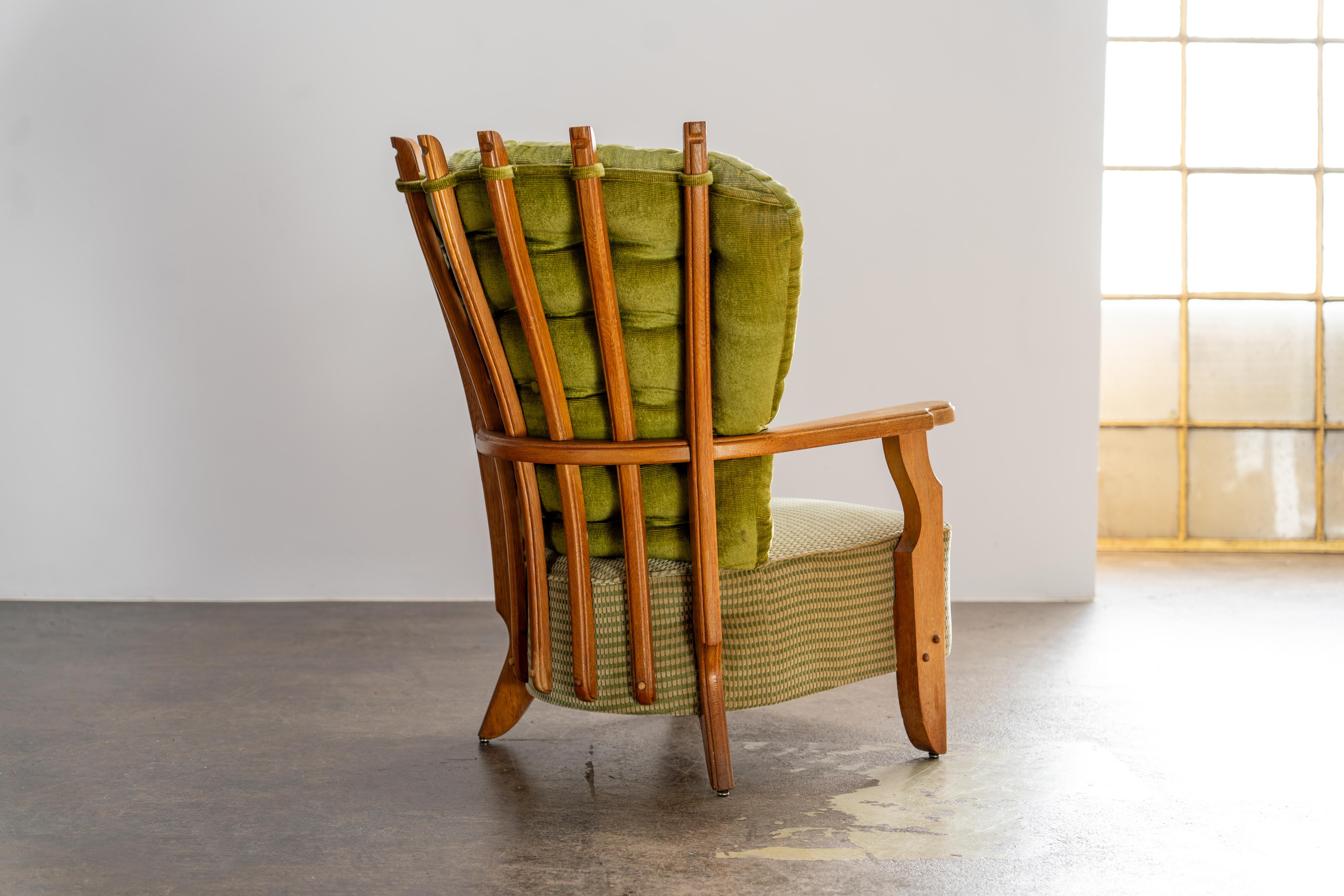 Francese Sedia da salotto Highback Oak - Guillerme & Chambron, Votre Maison, Francia, anni '60 in vendita