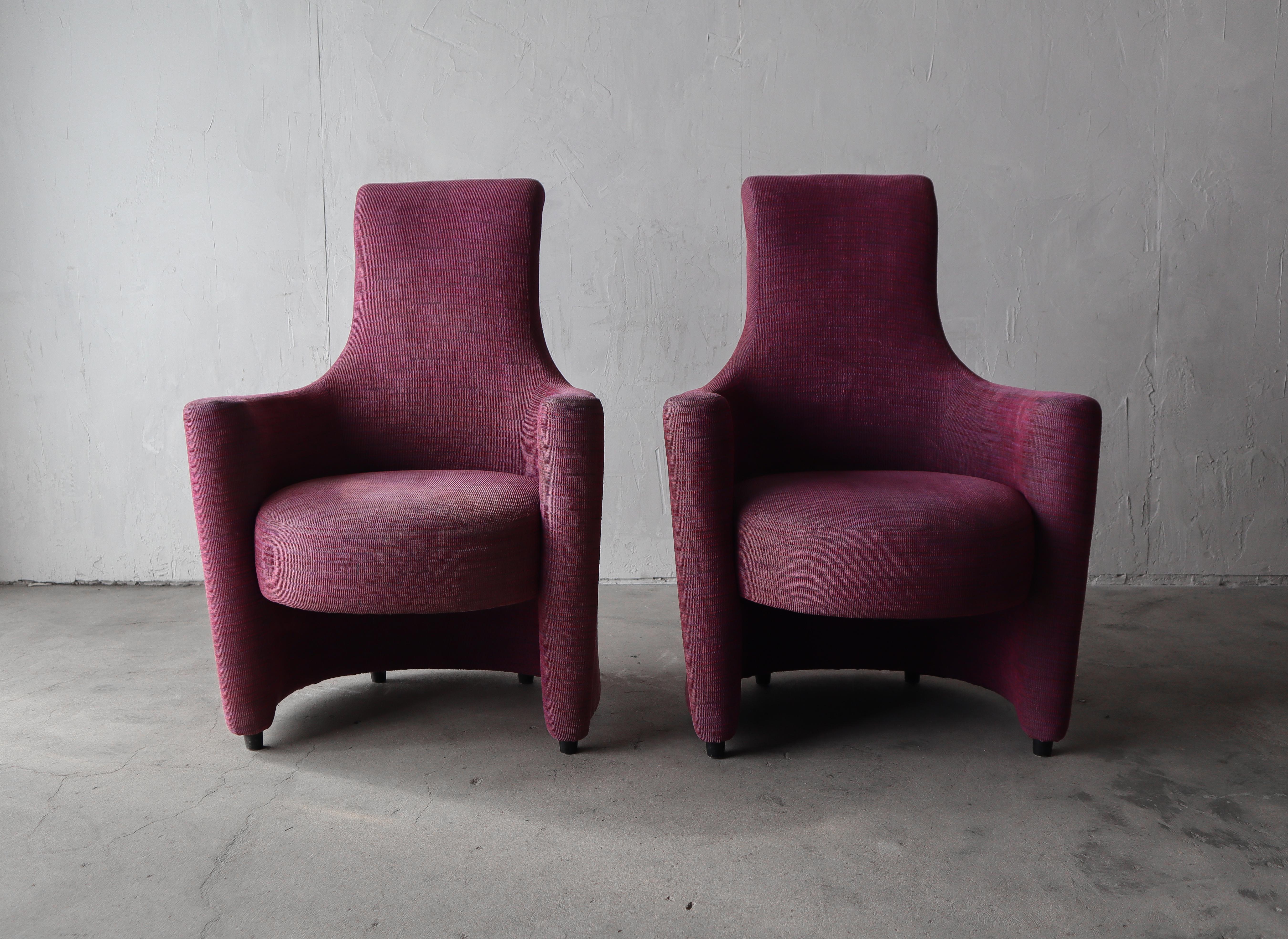 Post-Modern Highback Pair of Postmodern Lounge Chairs For Sale