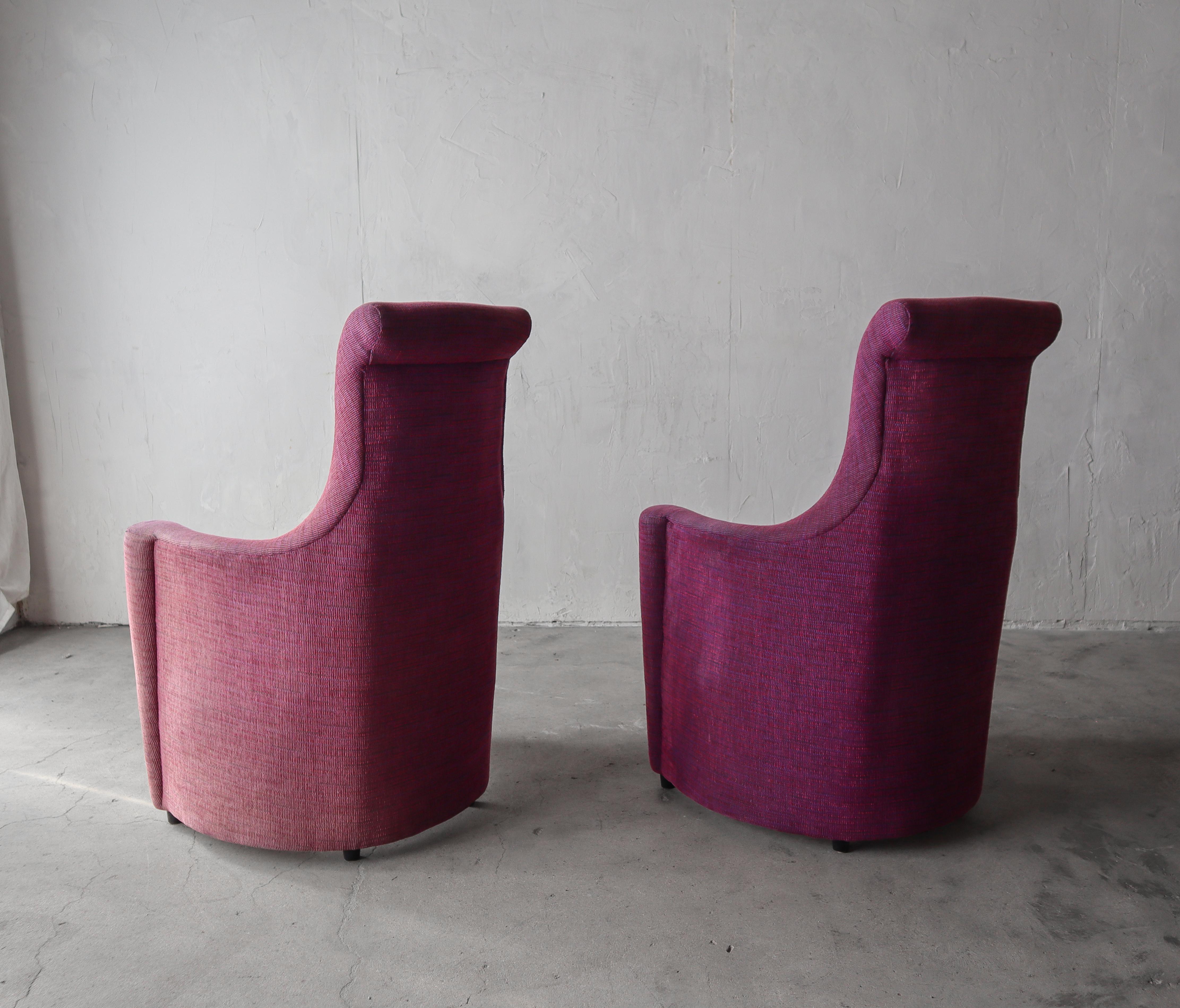 20th Century Highback Pair of Postmodern Lounge Chairs For Sale