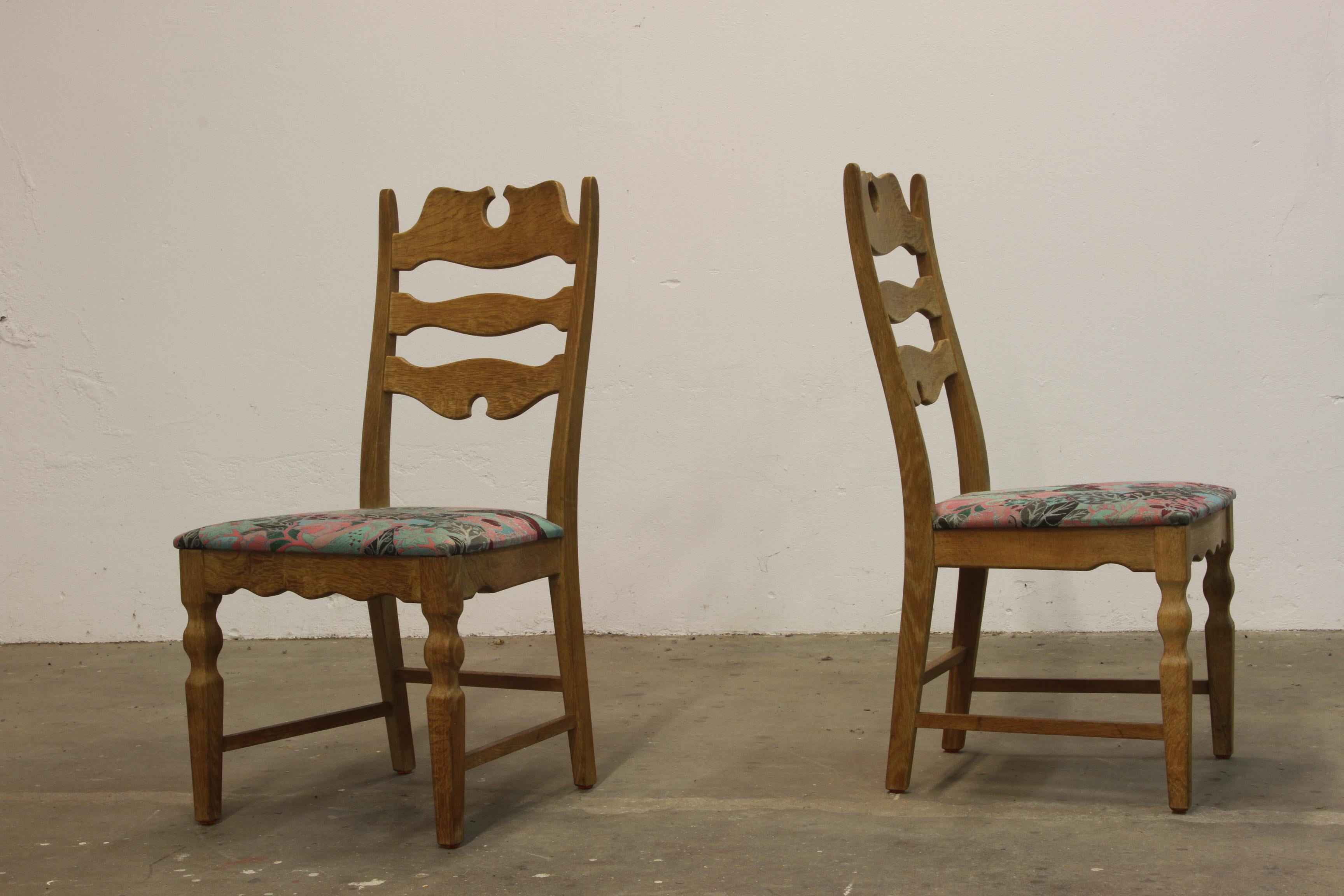 Sillas Highback Razorblade Light Oak de Henning Kjærnulf, años 60, diseño danés en venta 6