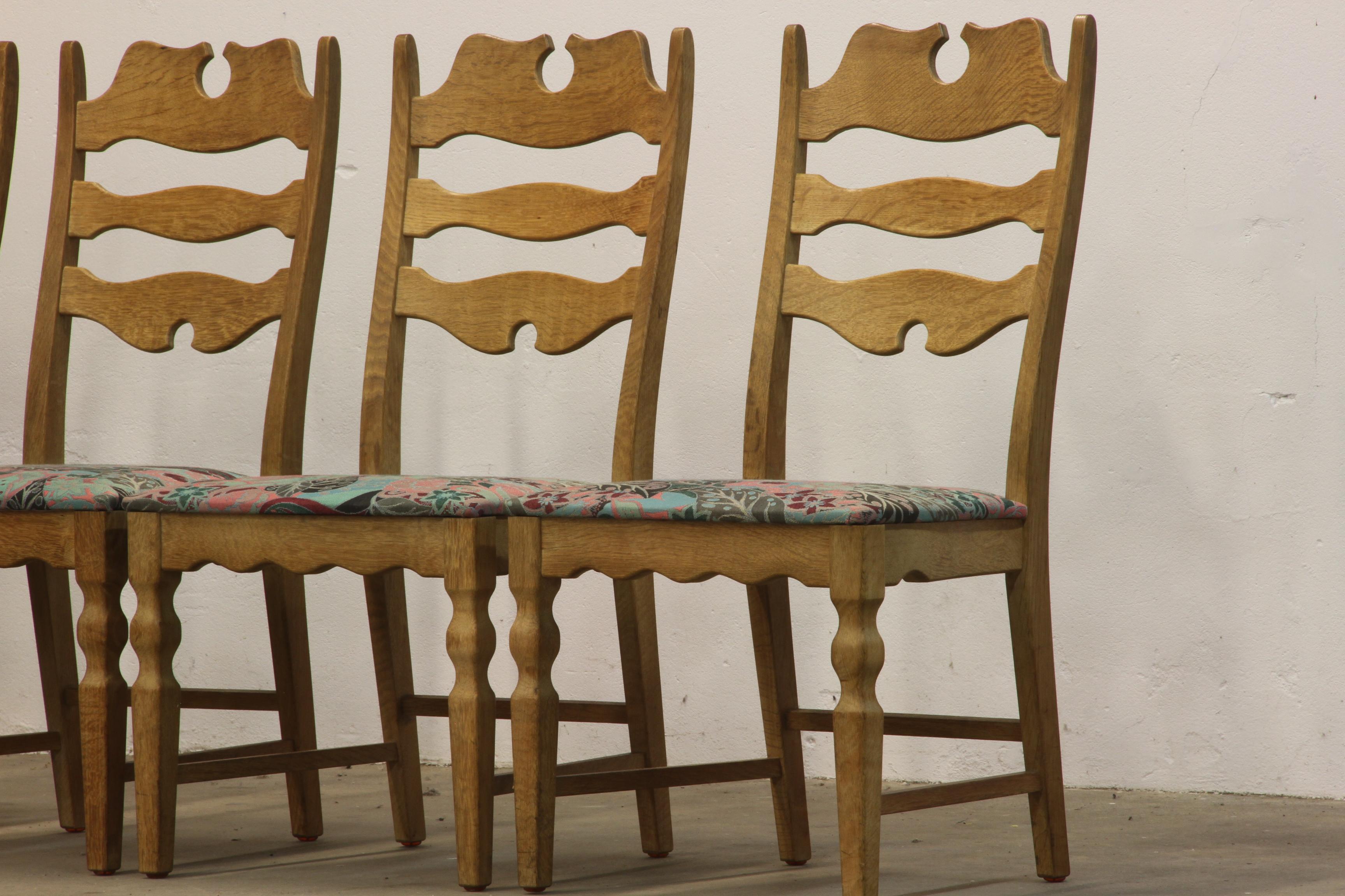 Sillas Highback Razorblade Light Oak de Henning Kjærnulf, años 60, diseño danés Moderno de mediados de siglo en venta