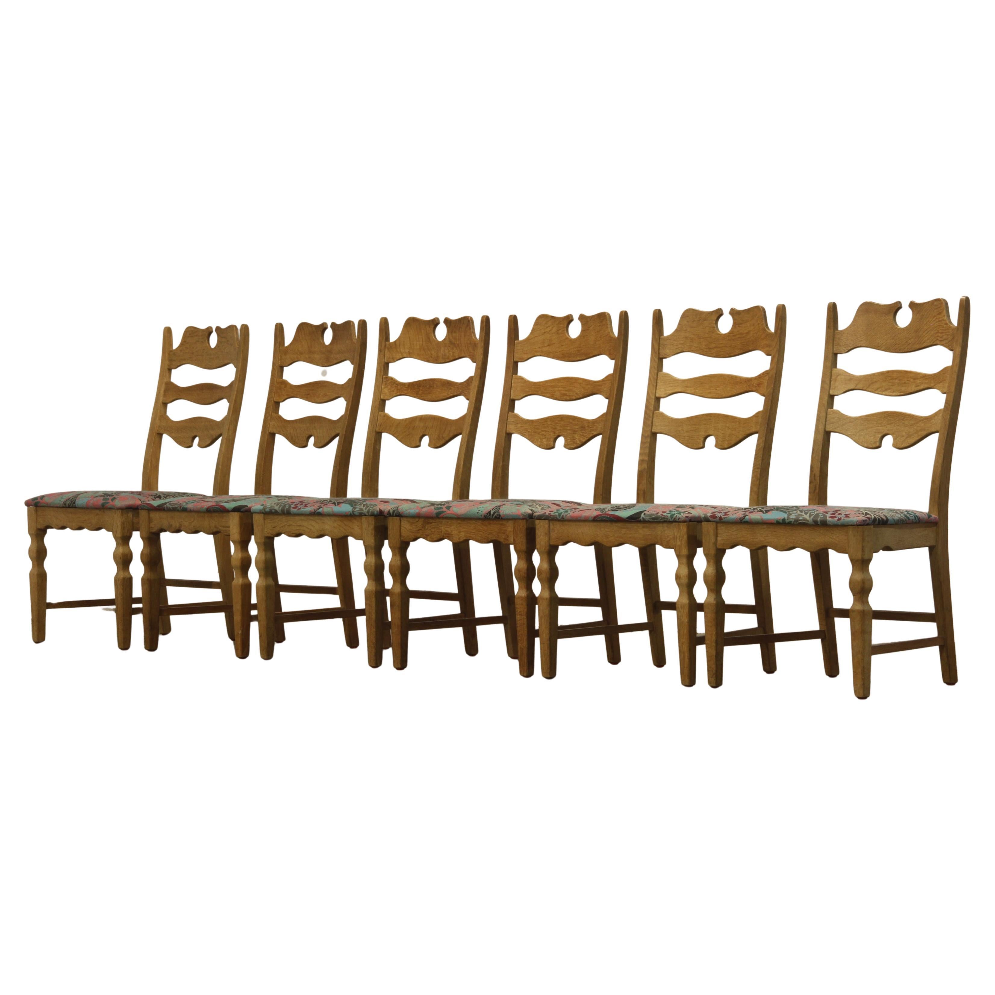 Highback Razorblade Light Oak Chairs by Henning Kjærnulf, 1960s, Danish Design