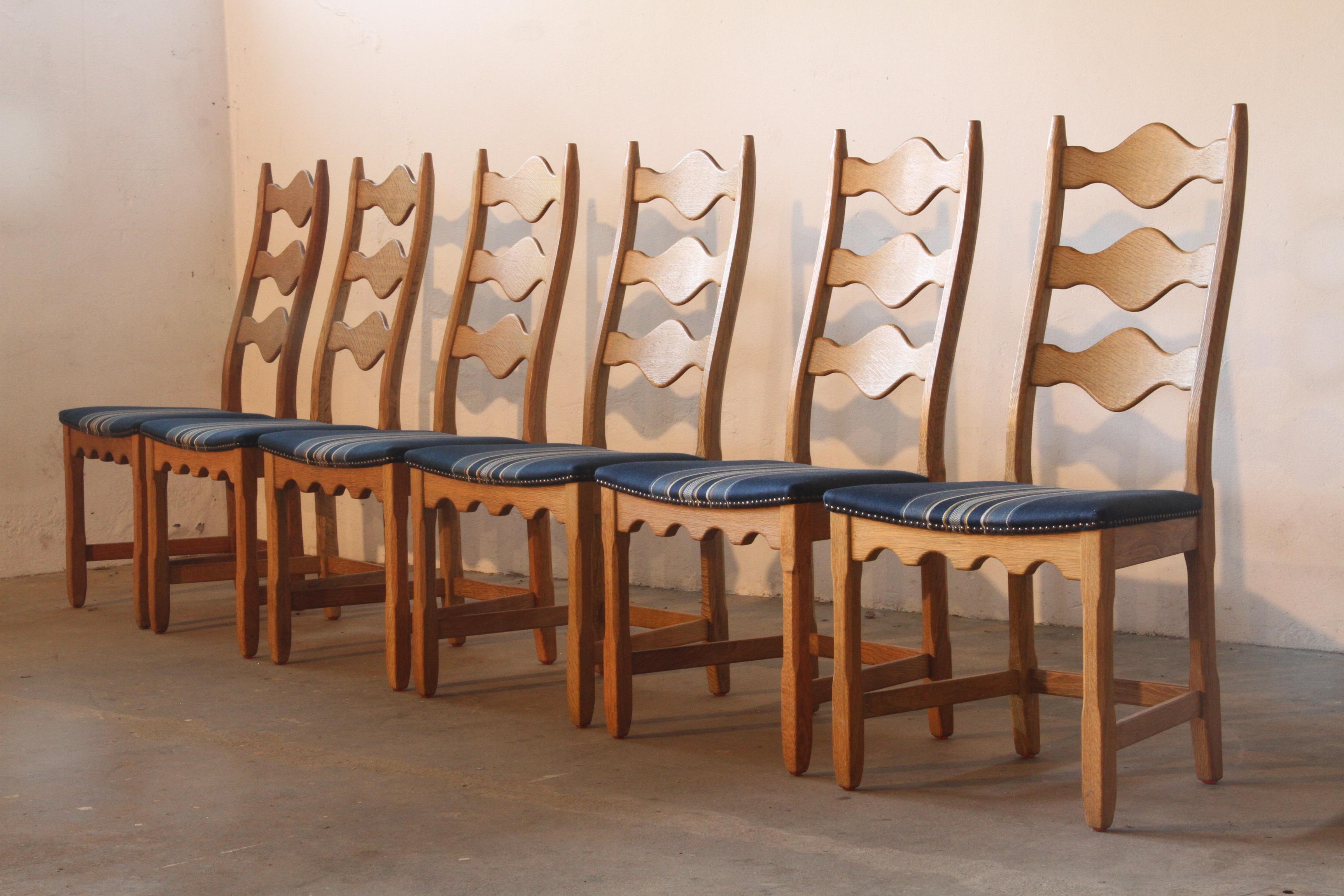 Hochlehniger Razorblade OAK Stuhl von Henning Kjærnulf, 1960er im Zustand „Gut“ in Store Heddinge, DK