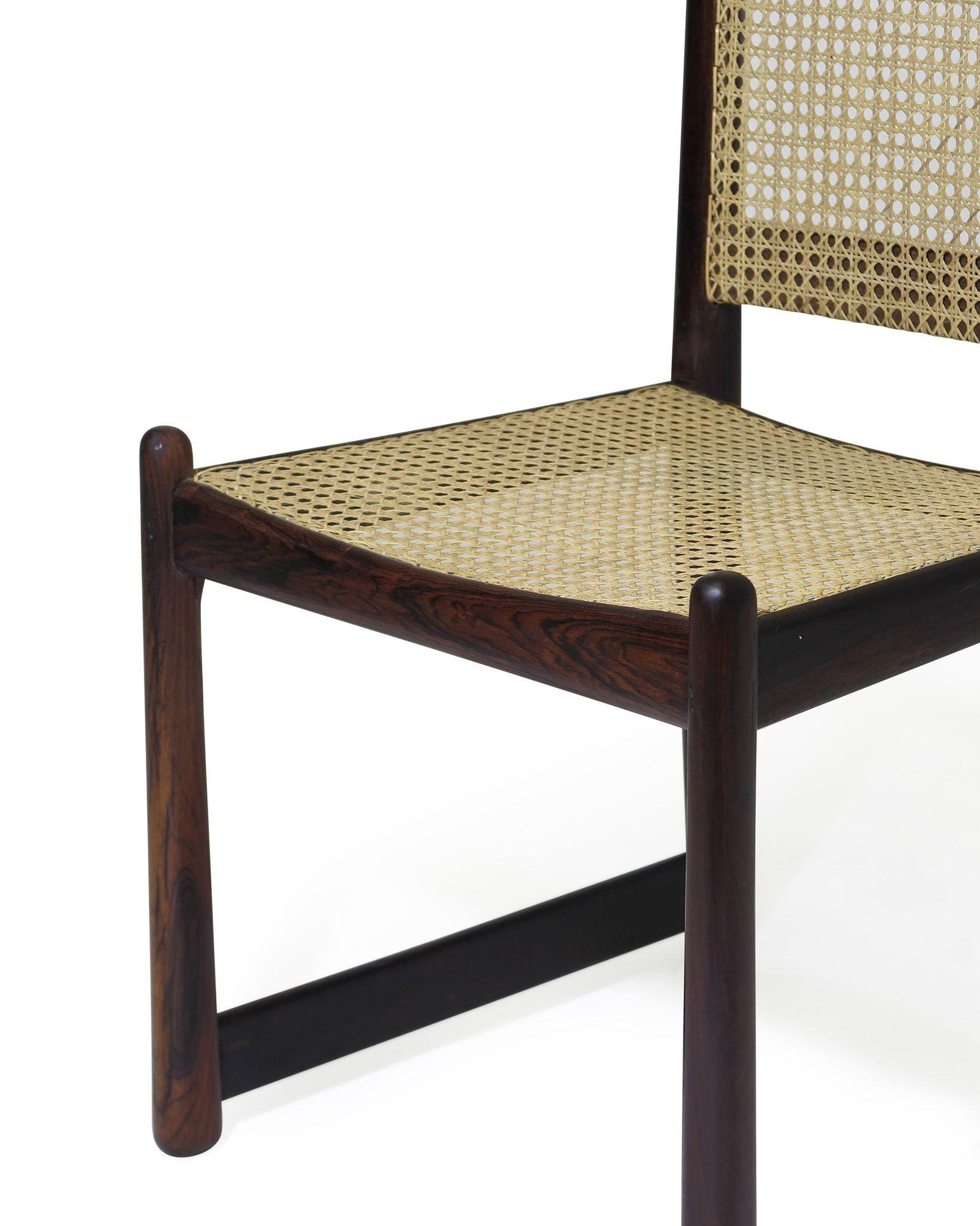 Highback Rosewood and Cane Dining Chairs In Good Condition For Sale In Oakland, CA