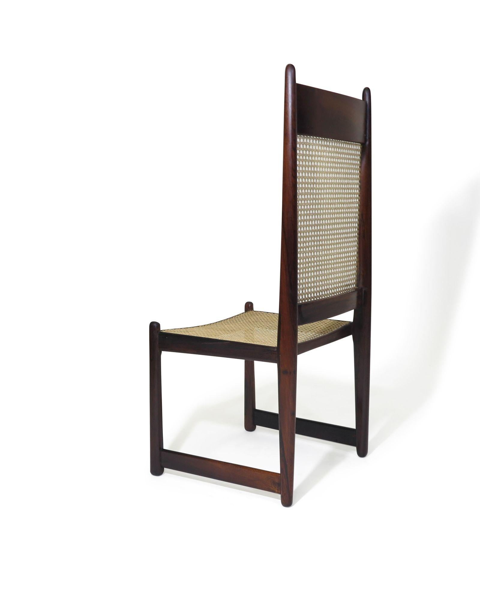 20th Century Highback Rosewood and Cane Dining Chairs For Sale