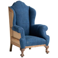 Antique Highback Winged Armchair, England, circa 1910