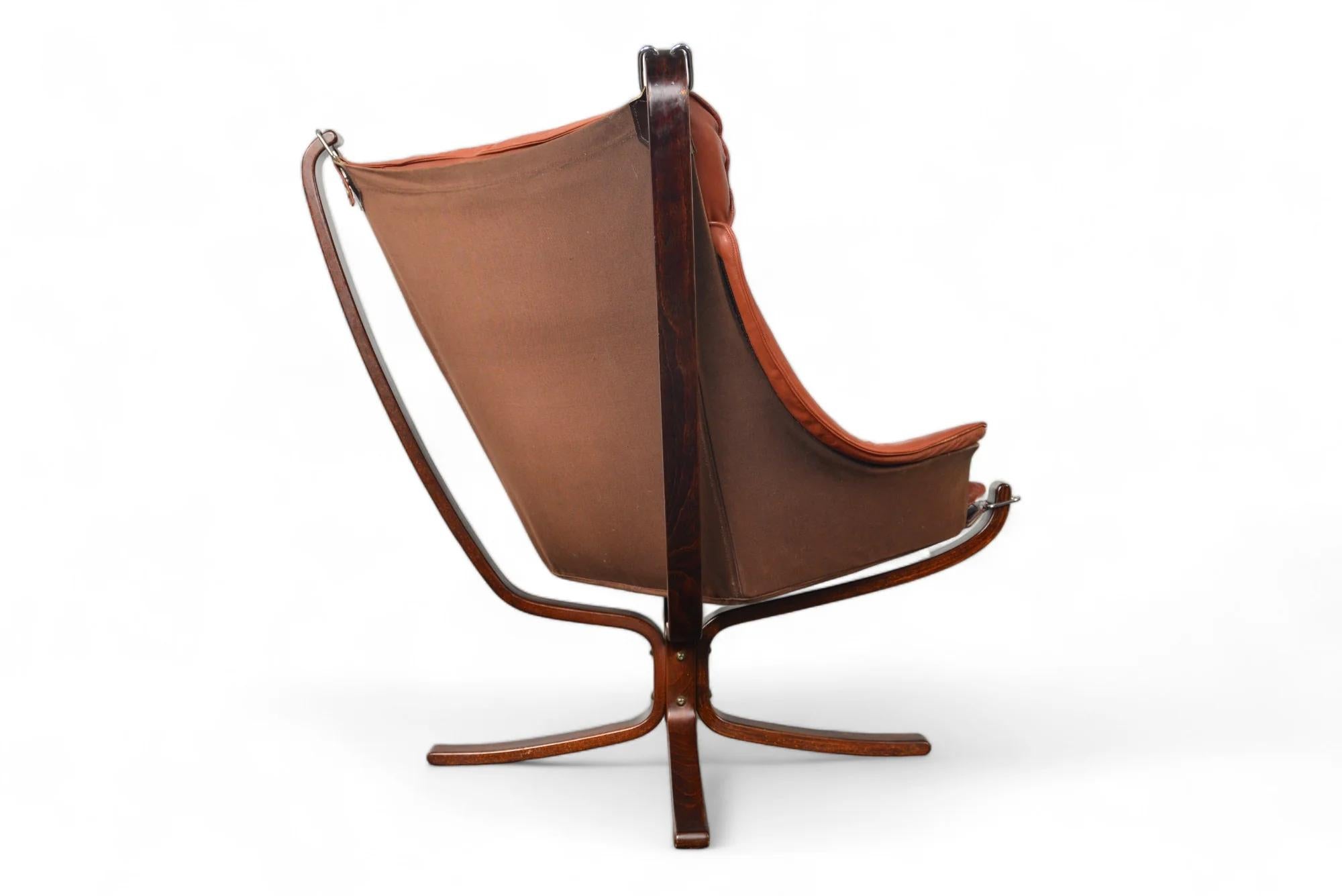 Highback Winged Falcon Chair In Rust Leather For Sale 1