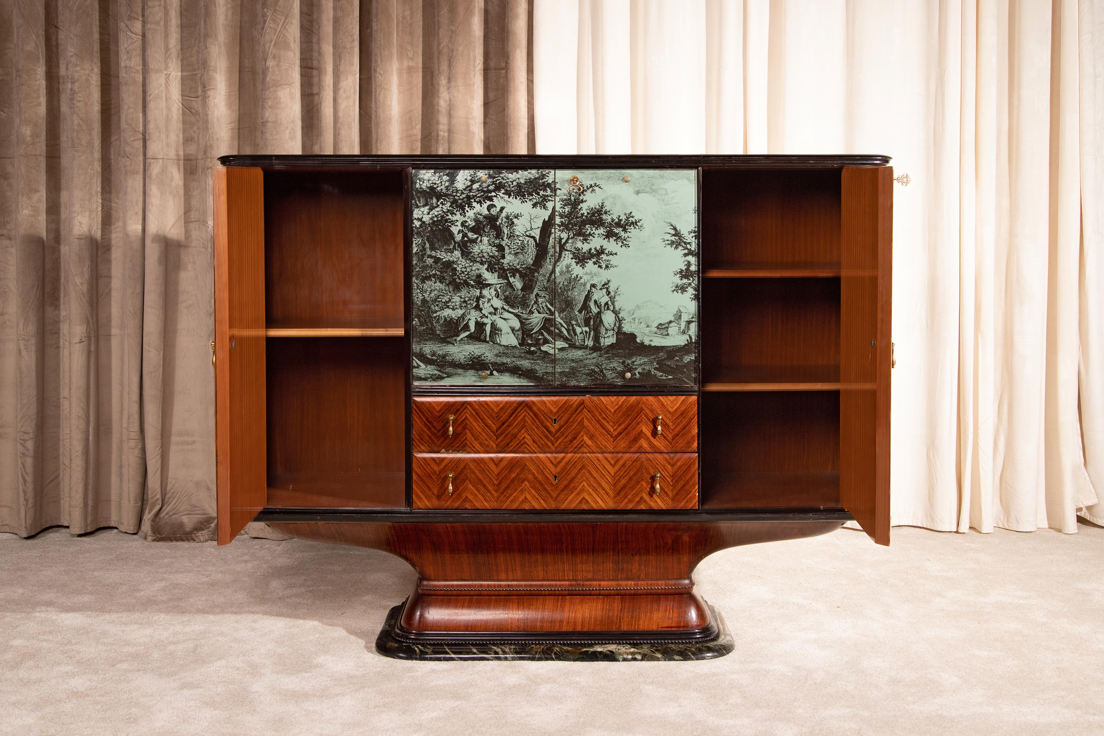Highboard Bar anni con base in marmo, Italia, anni 50 in vendita 2